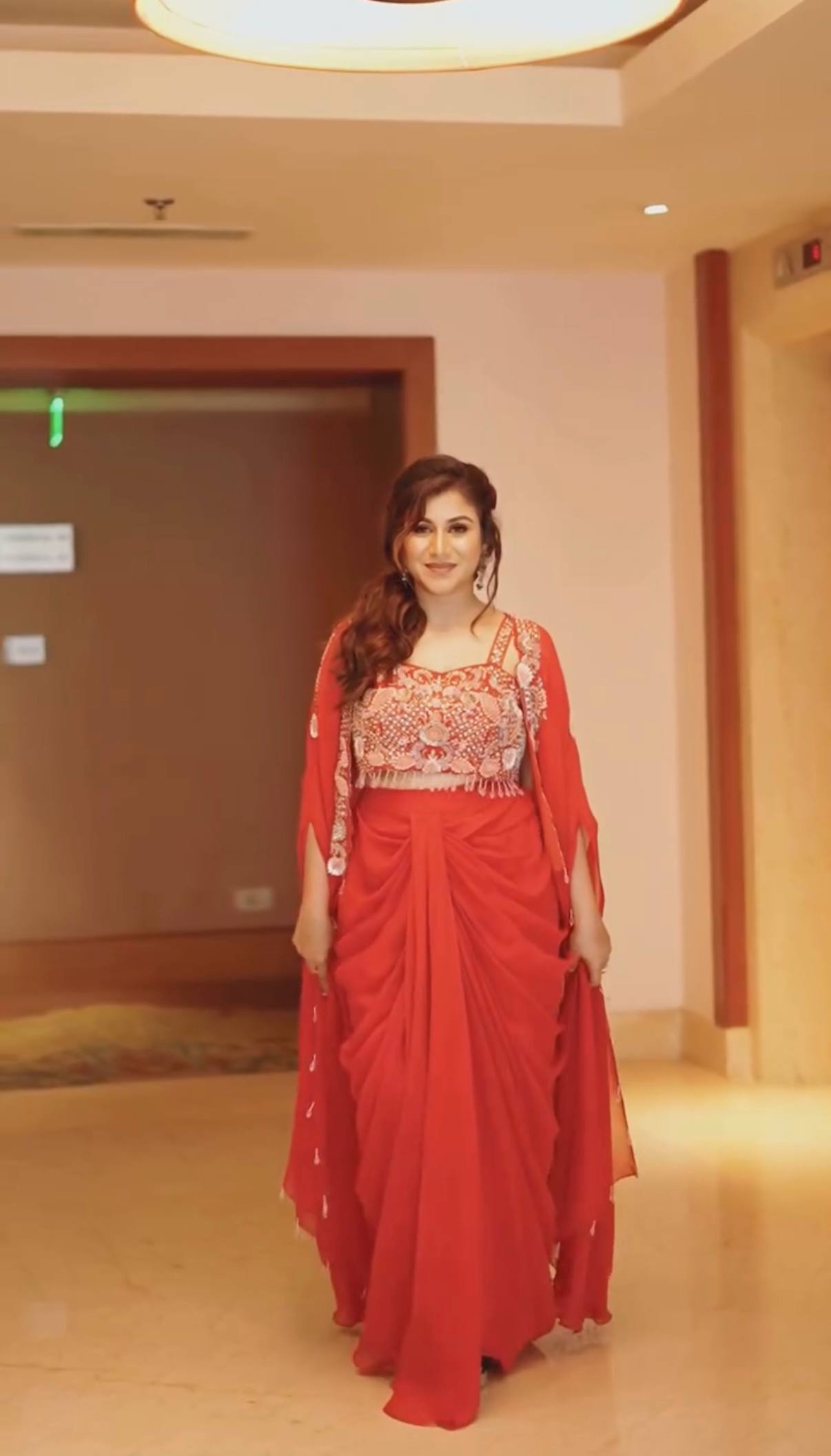 DESIGNER INDOWESTERN WITH FUL STITCH SHRUG AND BLOUSE