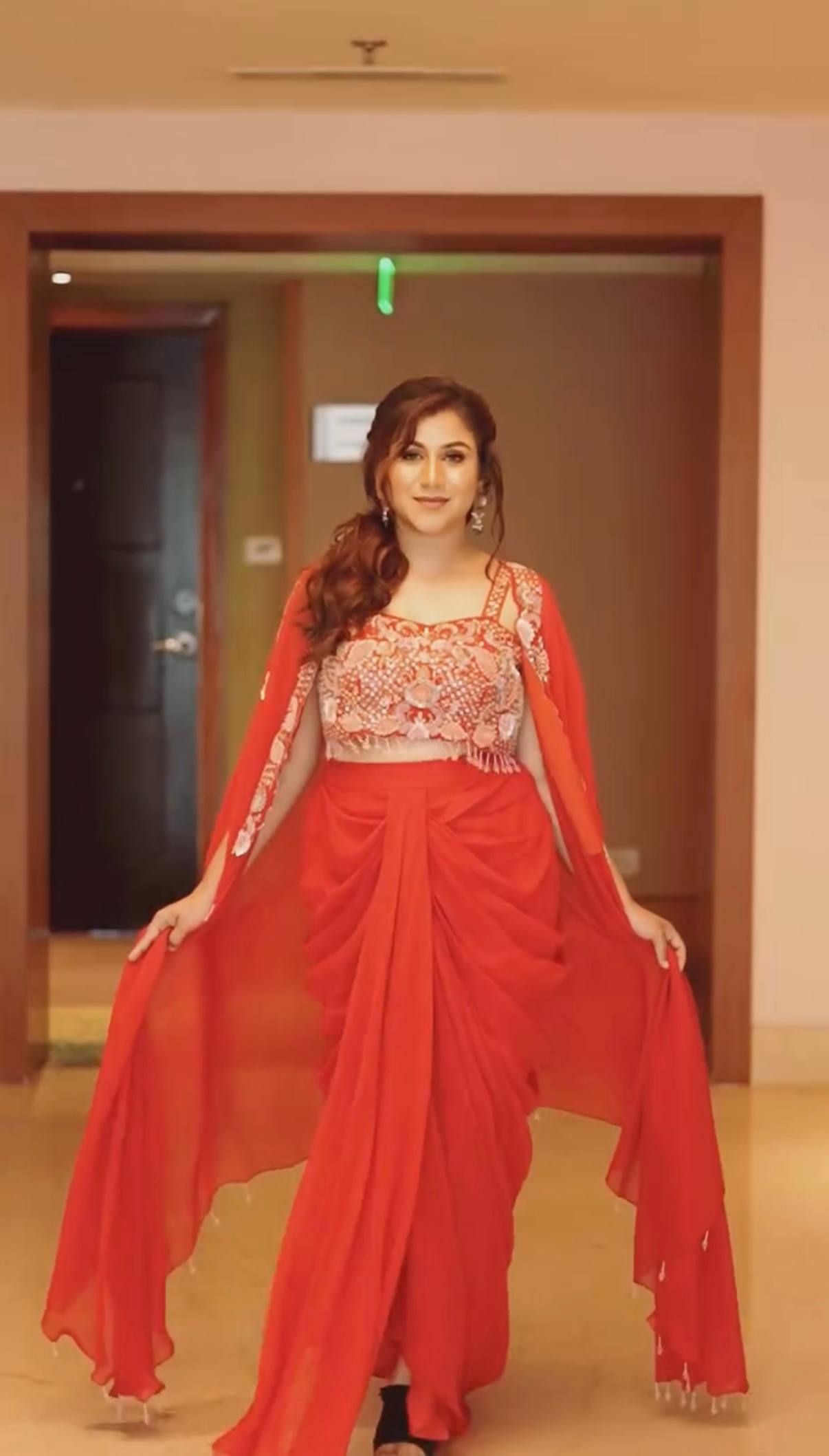 DESIGNER INDOWESTERN WITH FUL STITCH SHRUG AND BLOUSE