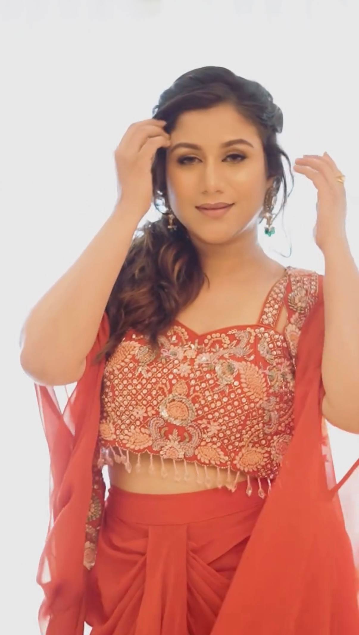 DESIGNER INDOWESTERN WITH FUL STITCH SHRUG AND BLOUSE