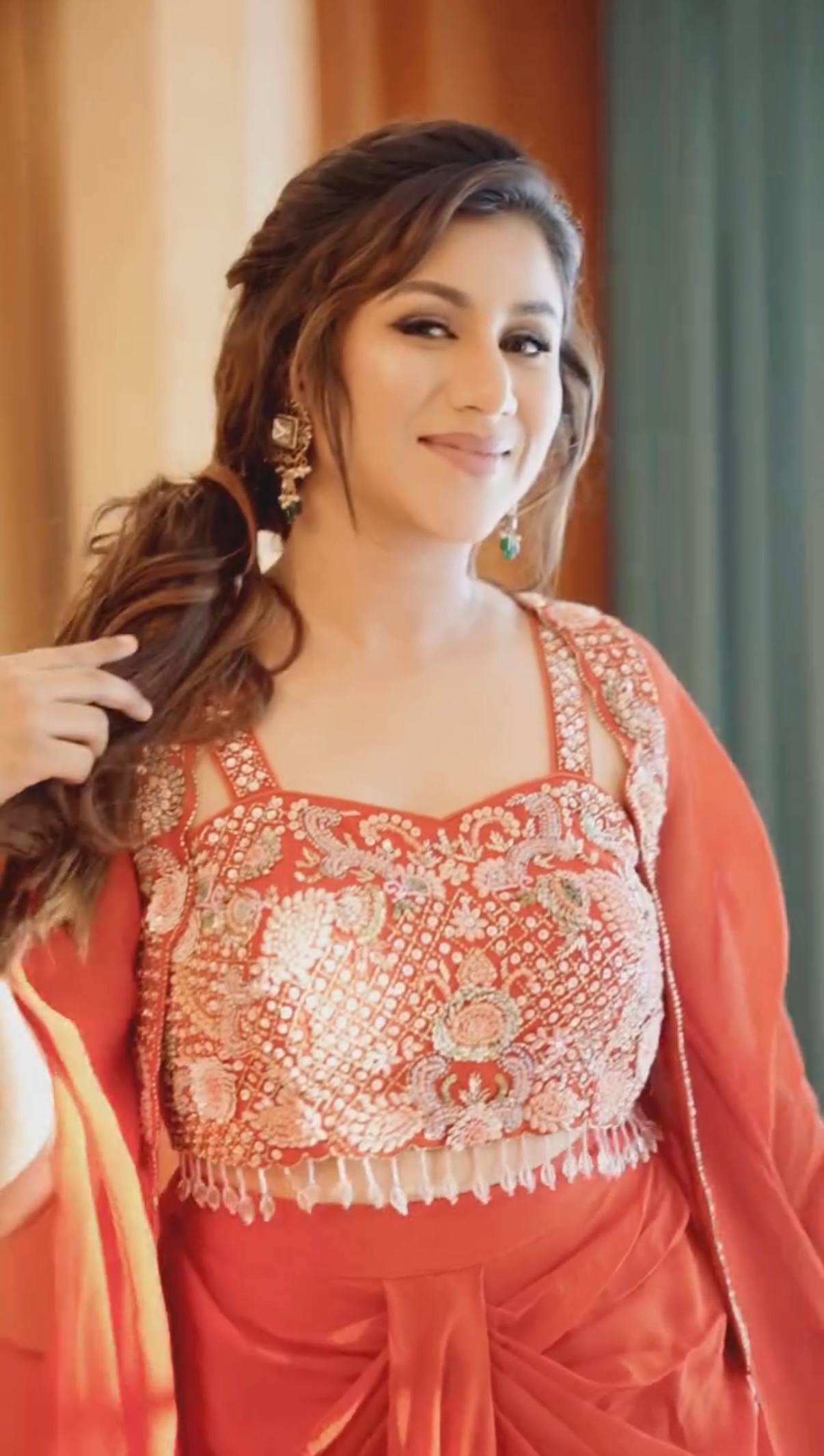 DESIGNER INDOWESTERN WITH FUL STITCH SHRUG AND BLOUSE