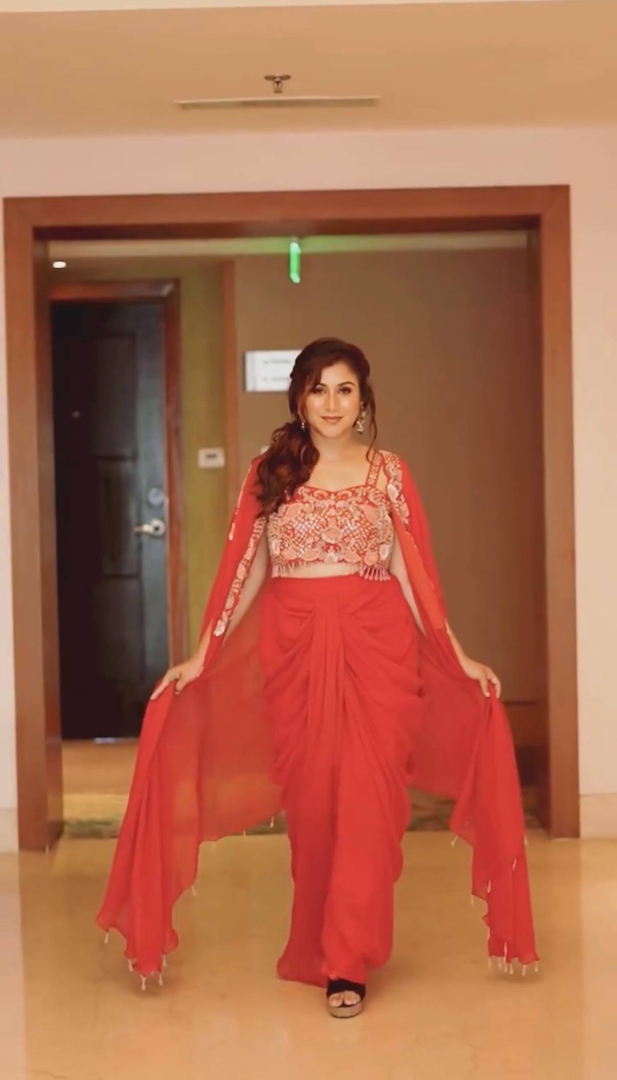 DESIGNER INDOWESTERN WITH FUL STITCH SHRUG AND BLOUSE