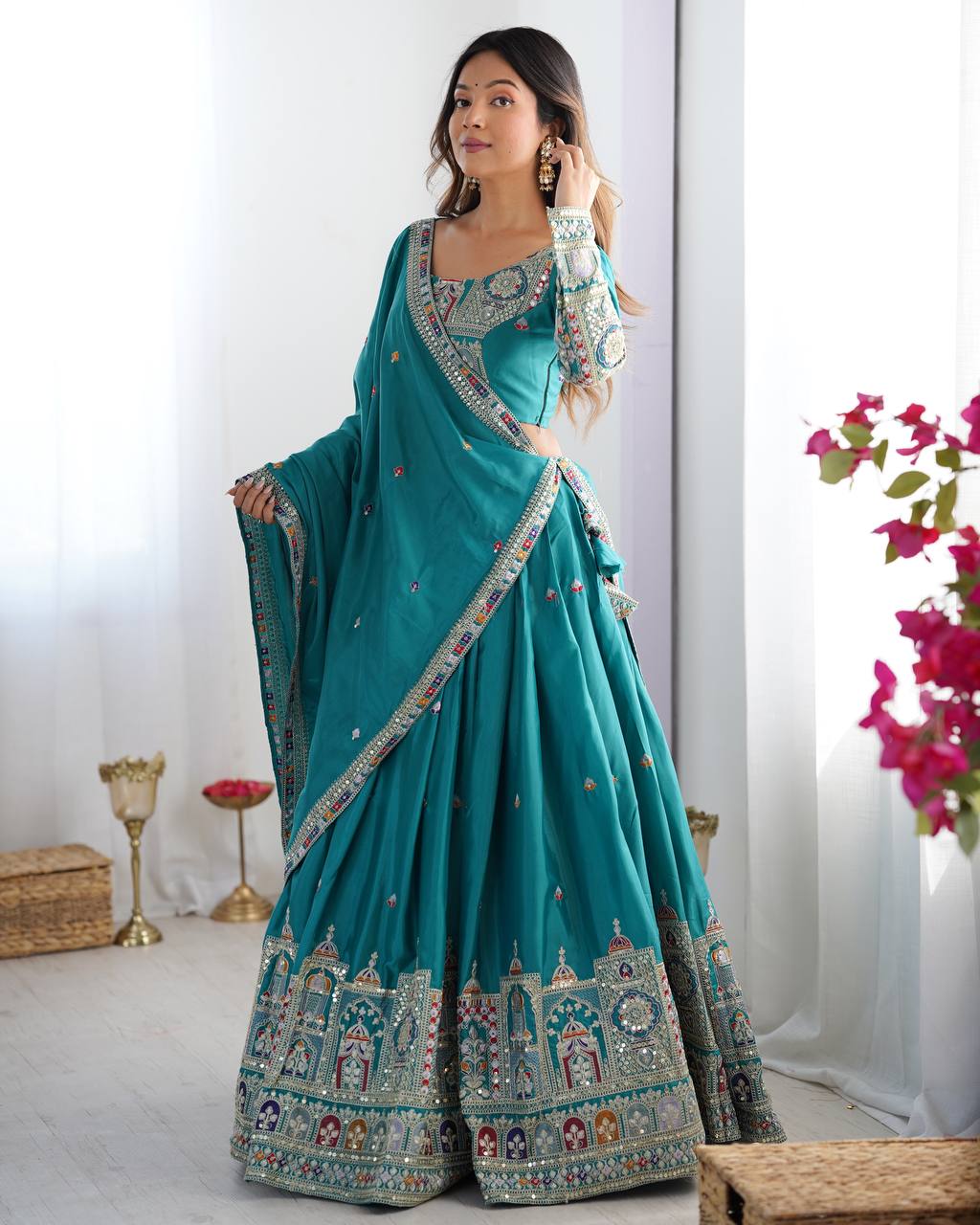 REAL MODELLING BEST SELLER LEHENGA GREEN