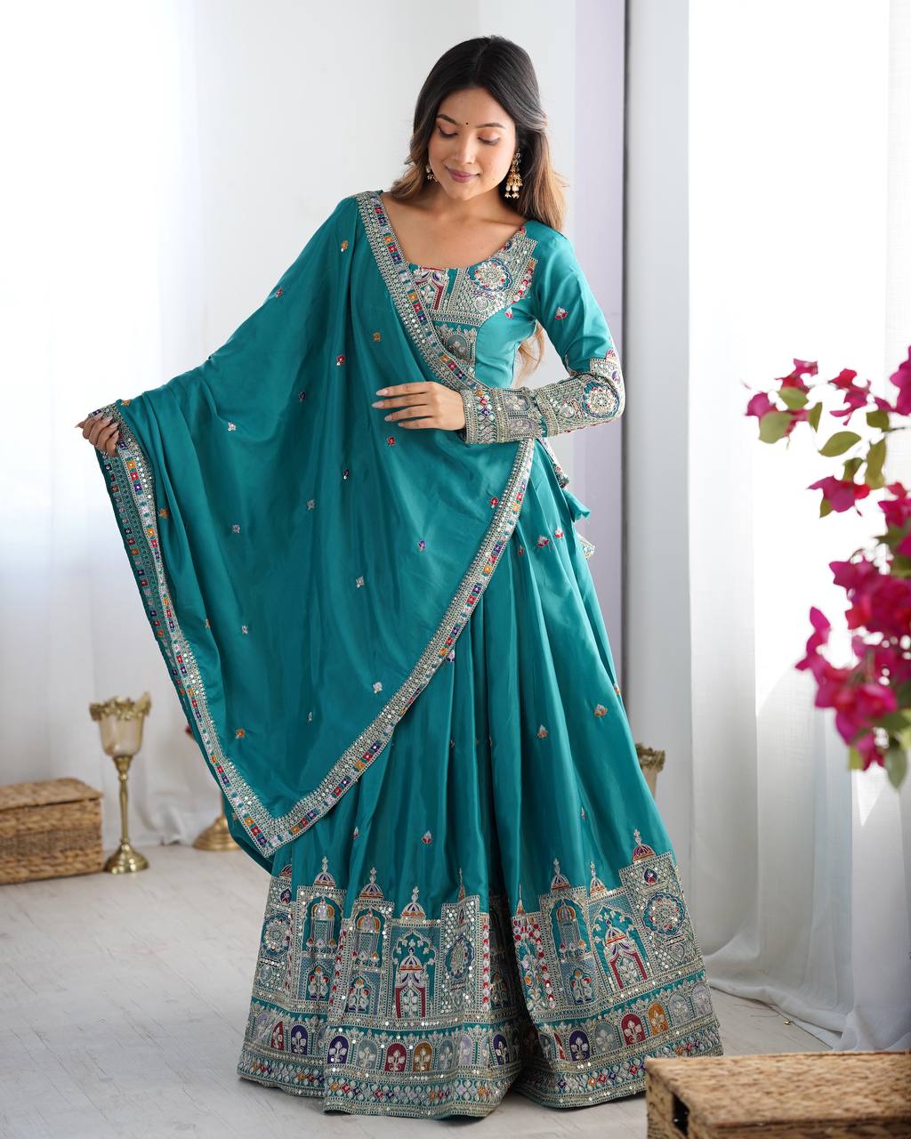 REAL MODELLING BEST SELLER LEHENGA GREEN