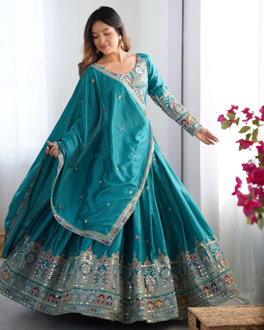 REAL MODELLING BEST SELLER LEHENGA GREEN