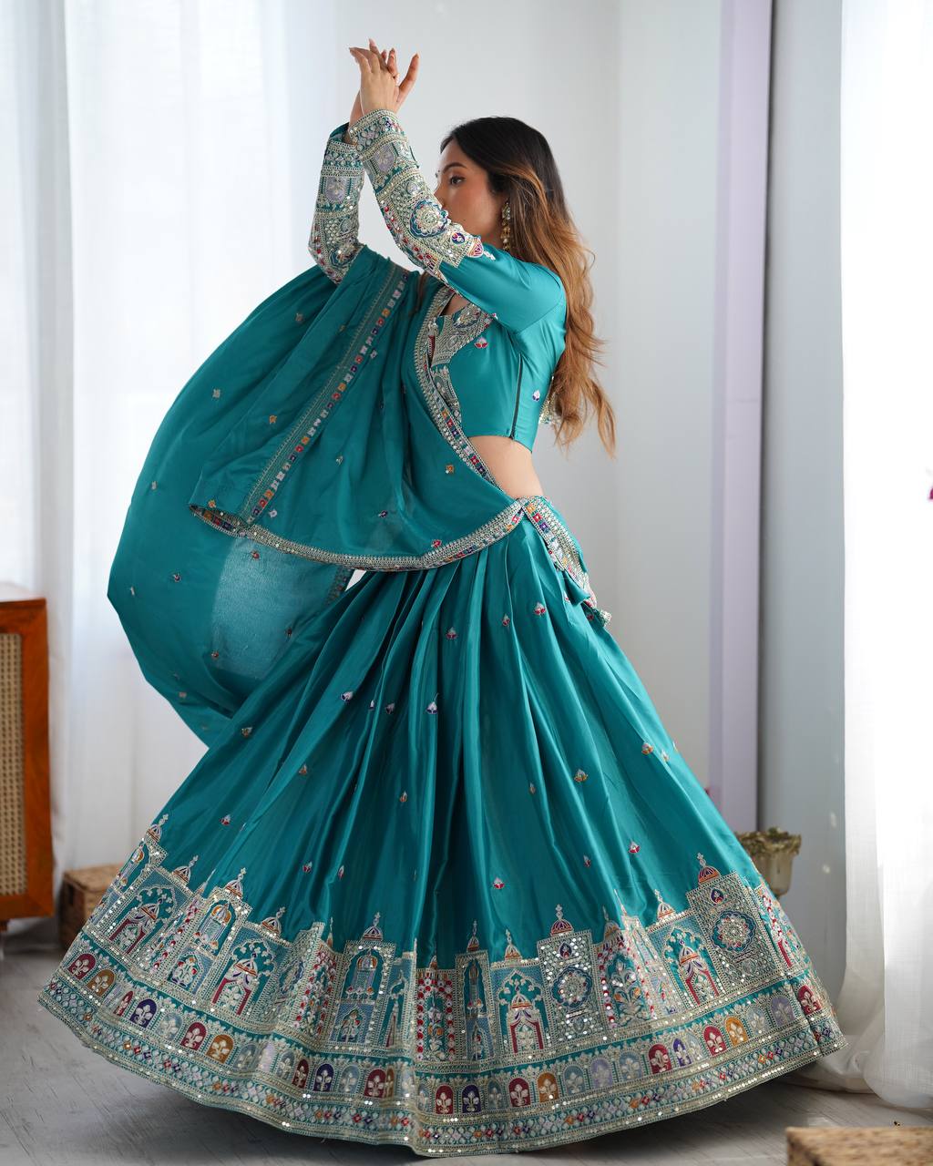 REAL MODELLING BEST SELLER LEHENGA GREEN