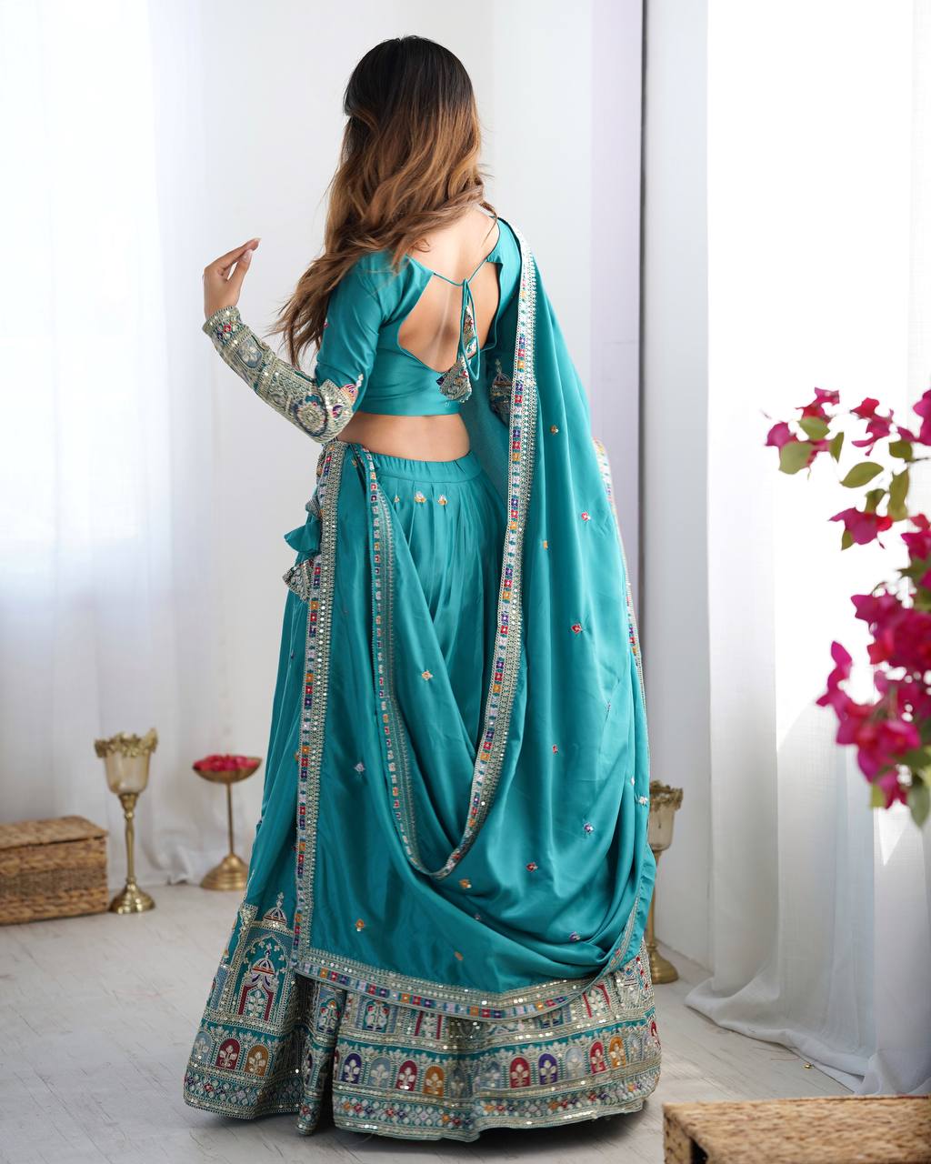 REAL MODELLING BEST SELLER LEHENGA GREEN