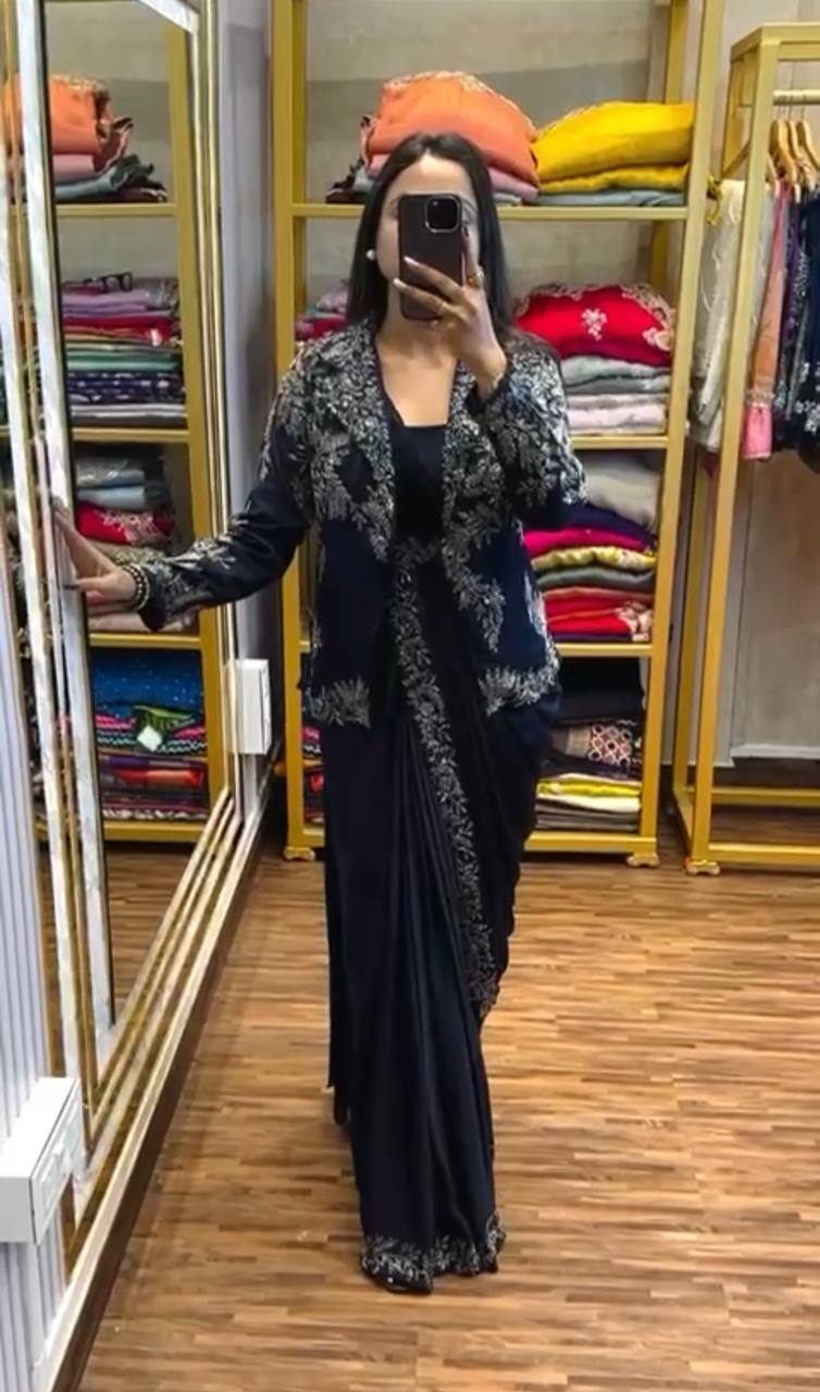 INDOWESTERN READY TO WEAR SAREE WITH KOTI AND BELT