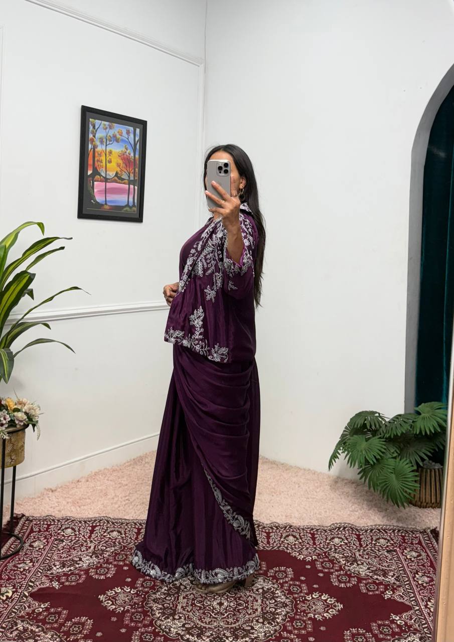 INDOWESTERN READY TO WEAR SAREE WITH KOTI AND BELT