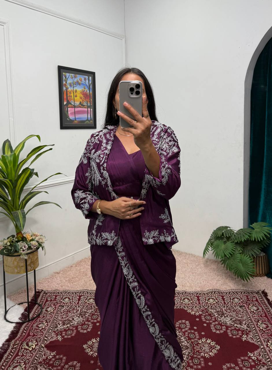 INDOWESTERN READY TO WEAR SAREE WITH KOTI AND BELT