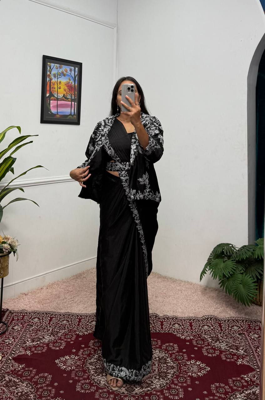 INDOWESTERN READY TO WEAR SAREE WITH KOTI AND BELT