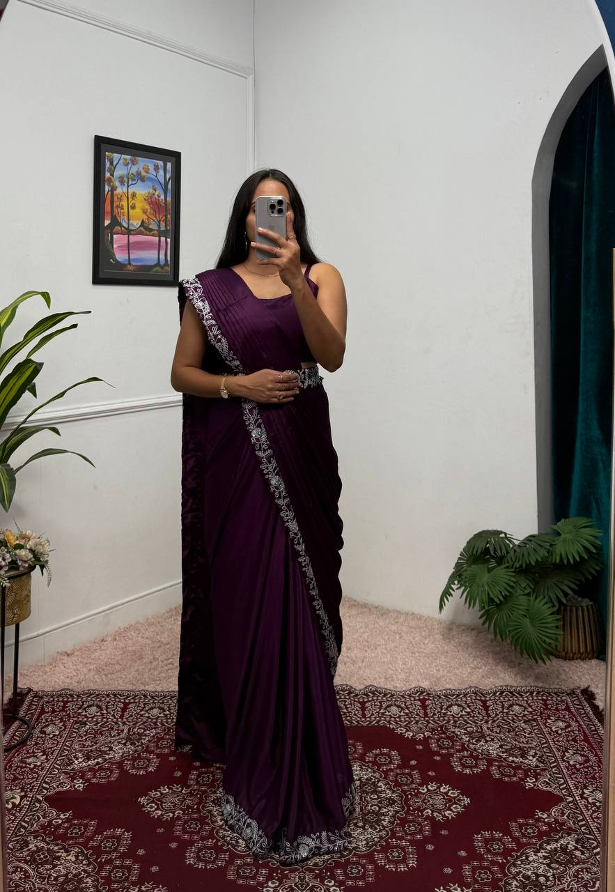 INDOWESTERN READY TO WEAR SAREE WITH KOTI AND BELT