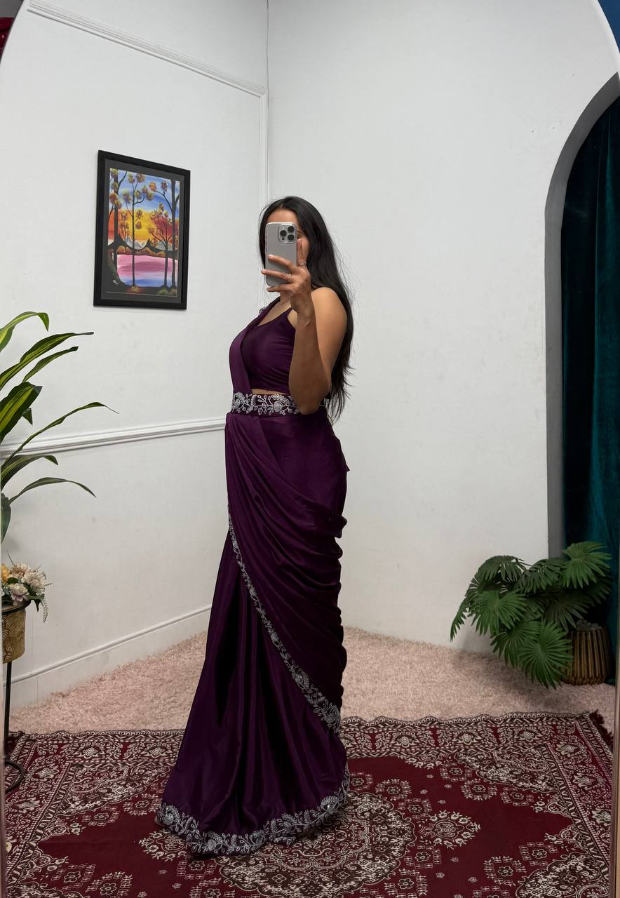 INDOWESTERN READY TO WEAR SAREE WITH KOTI AND BELT