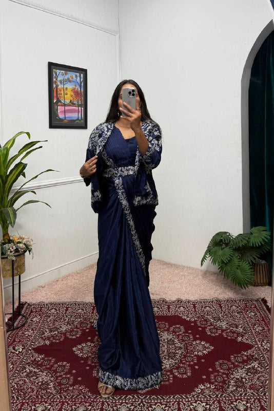 INDOWESTERN READY TO WEAR SAREE WITH KOTI AND BELT