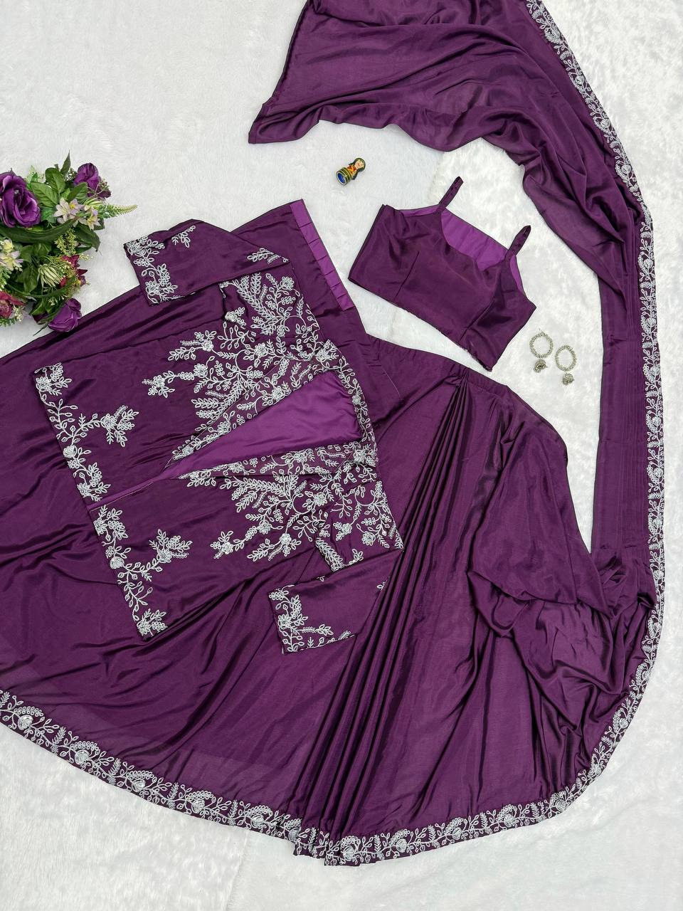INDOWESTERN READY TO WEAR SAREE WITH KOTI AND BELT