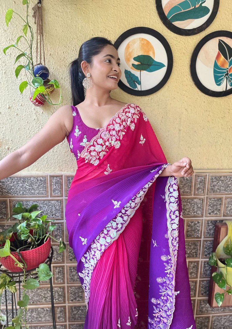 SHADED CRUSH SEQUINS WORK SAREES