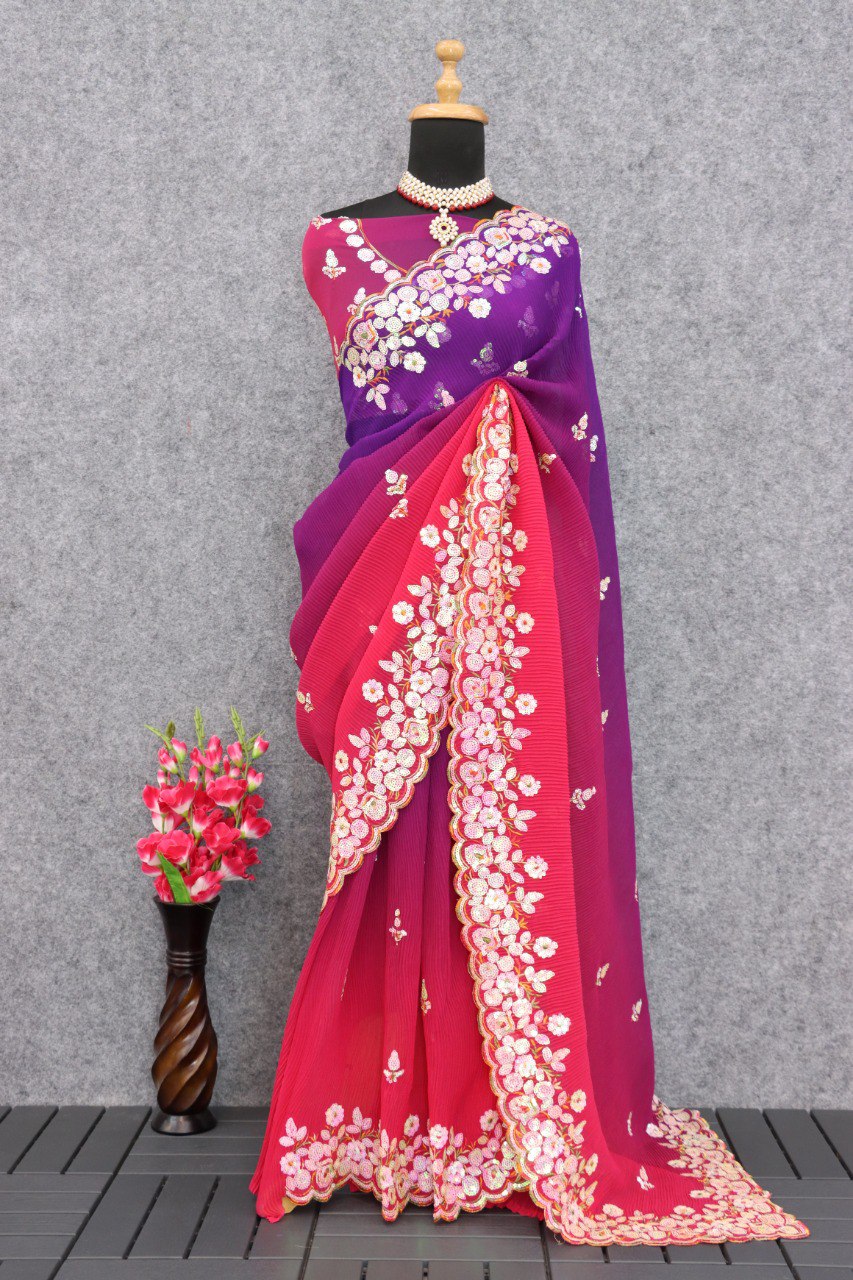 SHADED CRUSH SEQUINS WORK SAREES