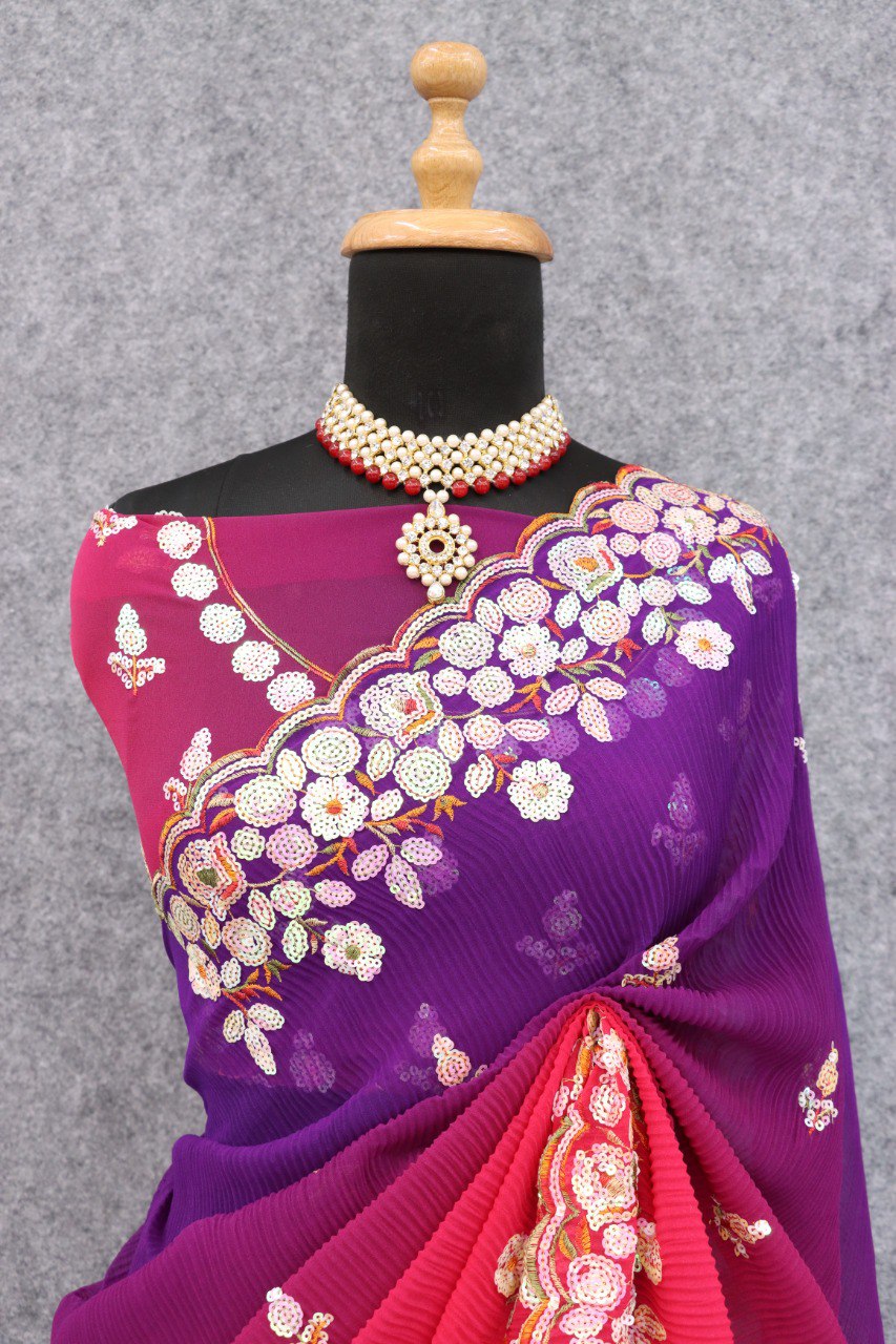 SHADED CRUSH SEQUINS WORK SAREES