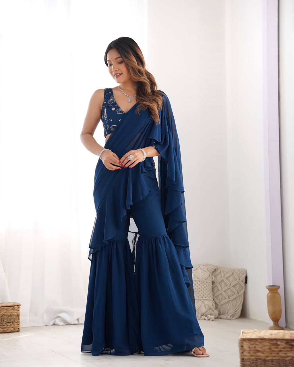 SHARARA STYLE READY TO WEAR SAREE