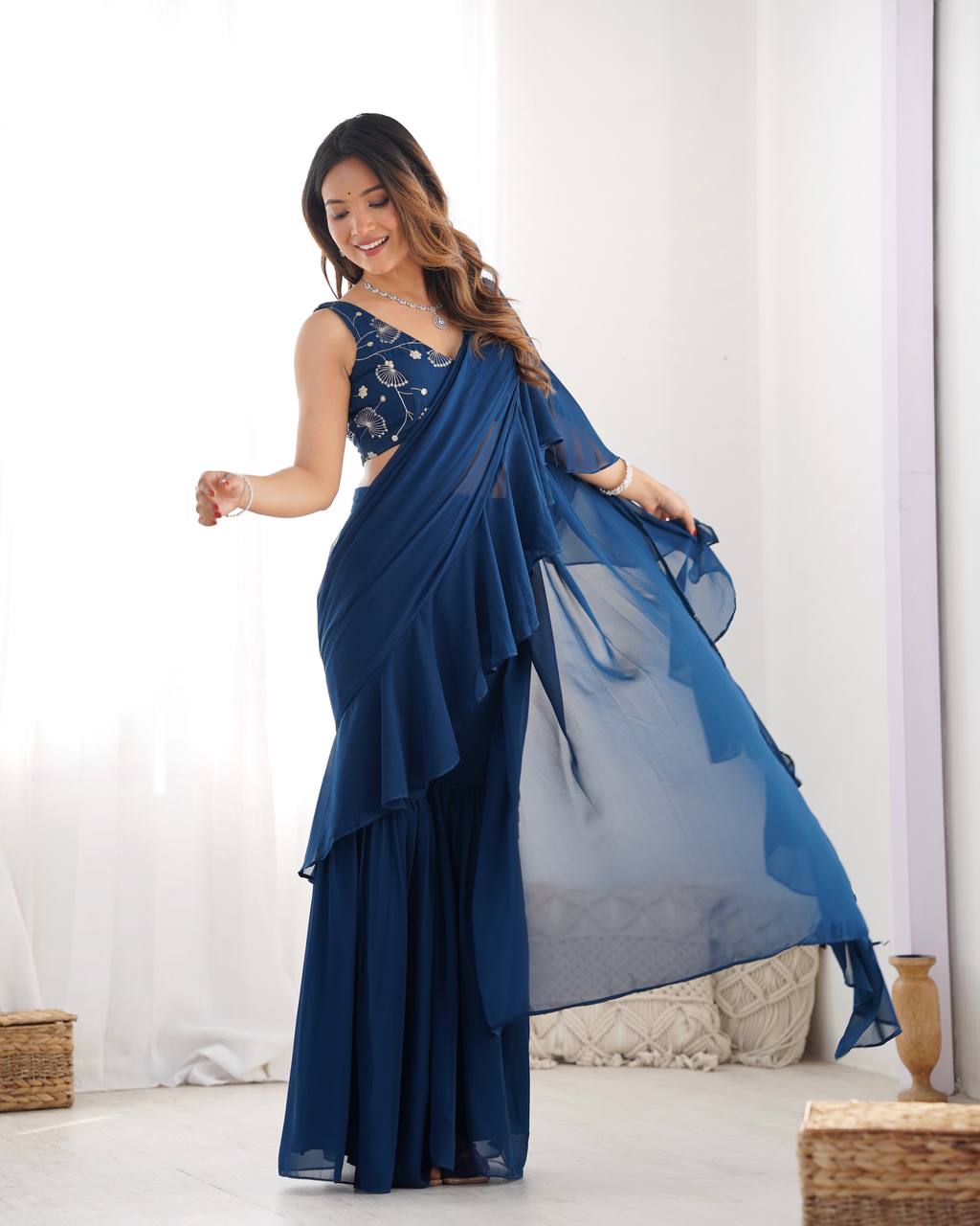 SHARARA STYLE READY TO WEAR SAREE