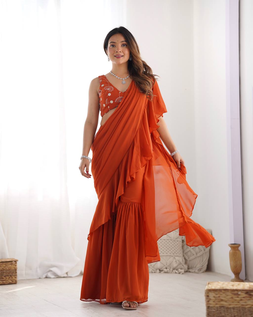 SHARARA STYLE READY TO WEAR SAREE