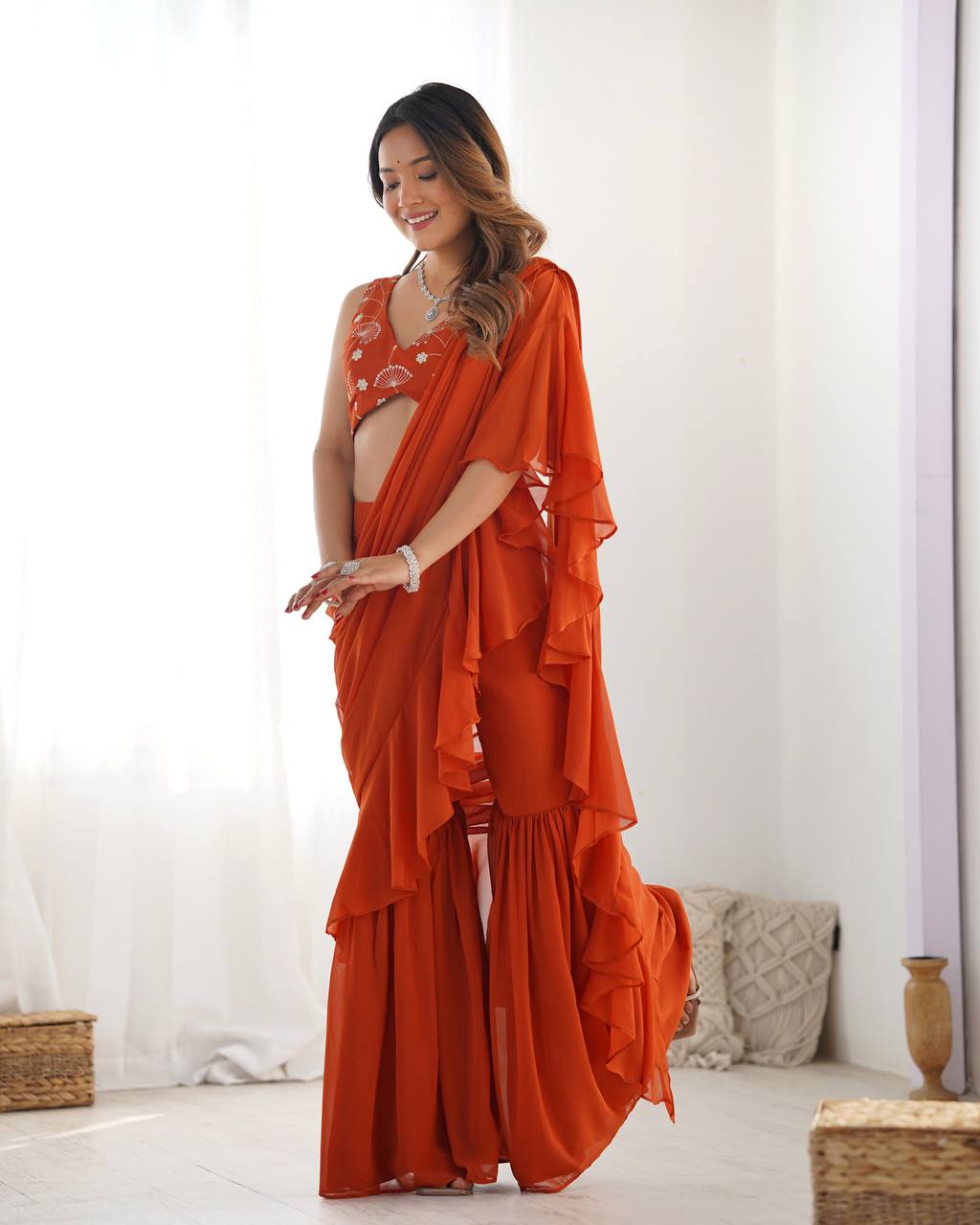 SHARARA STYLE READY TO WEAR SAREE