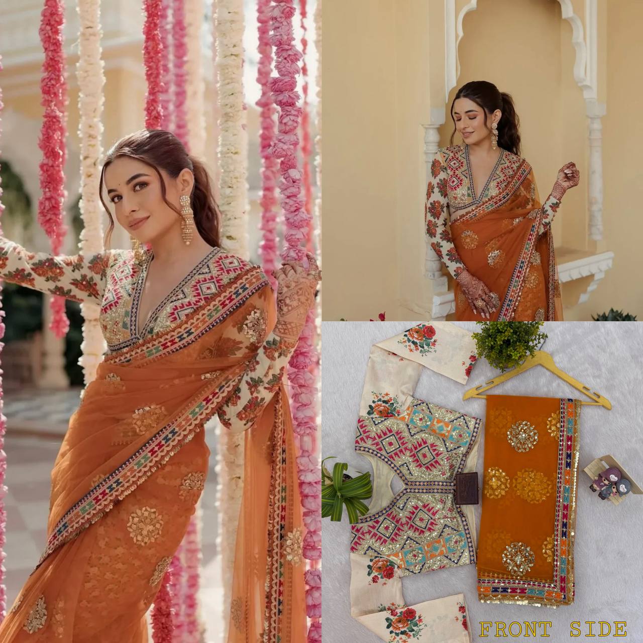 DIWALI SPECIAL SAREE WITH STITCHED BLOUSE