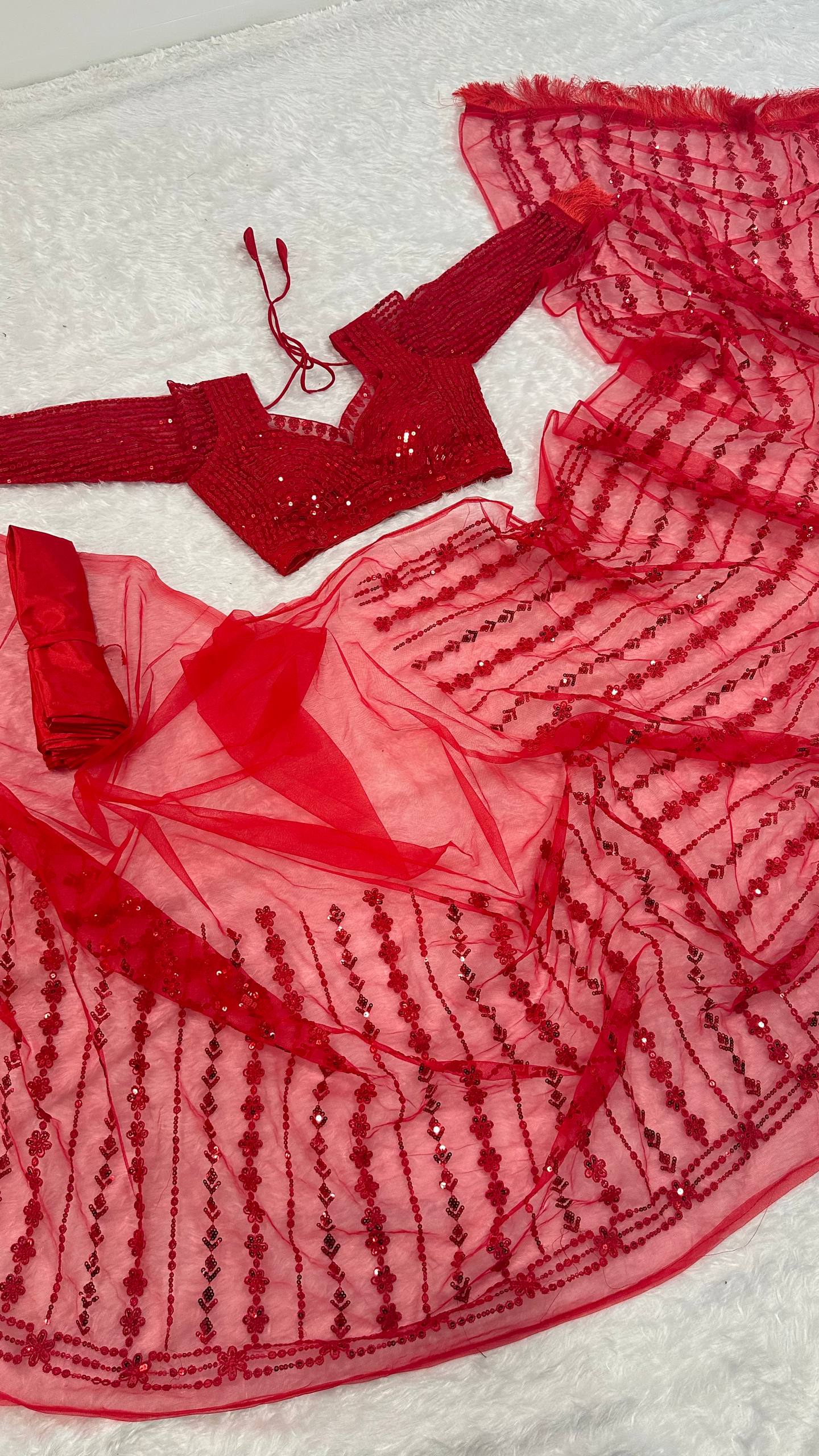 KARWACHAUTH SPECIAL RED DESIGNER SAREE