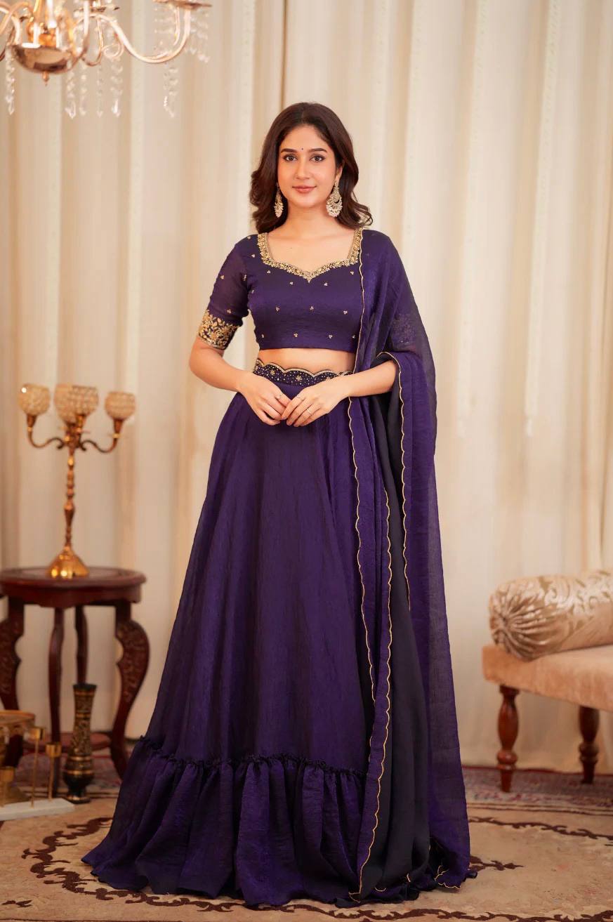 SIMPLE SOBER RUFFLE LEHENGA