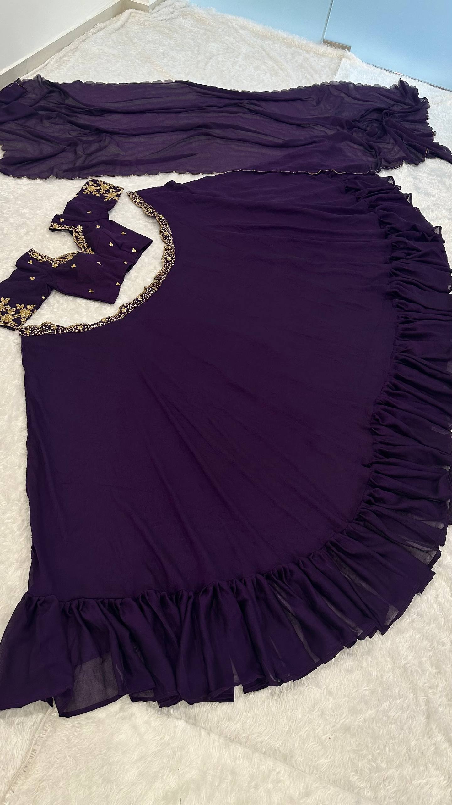 SIMPLE SOBER RUFFLE LEHENGA