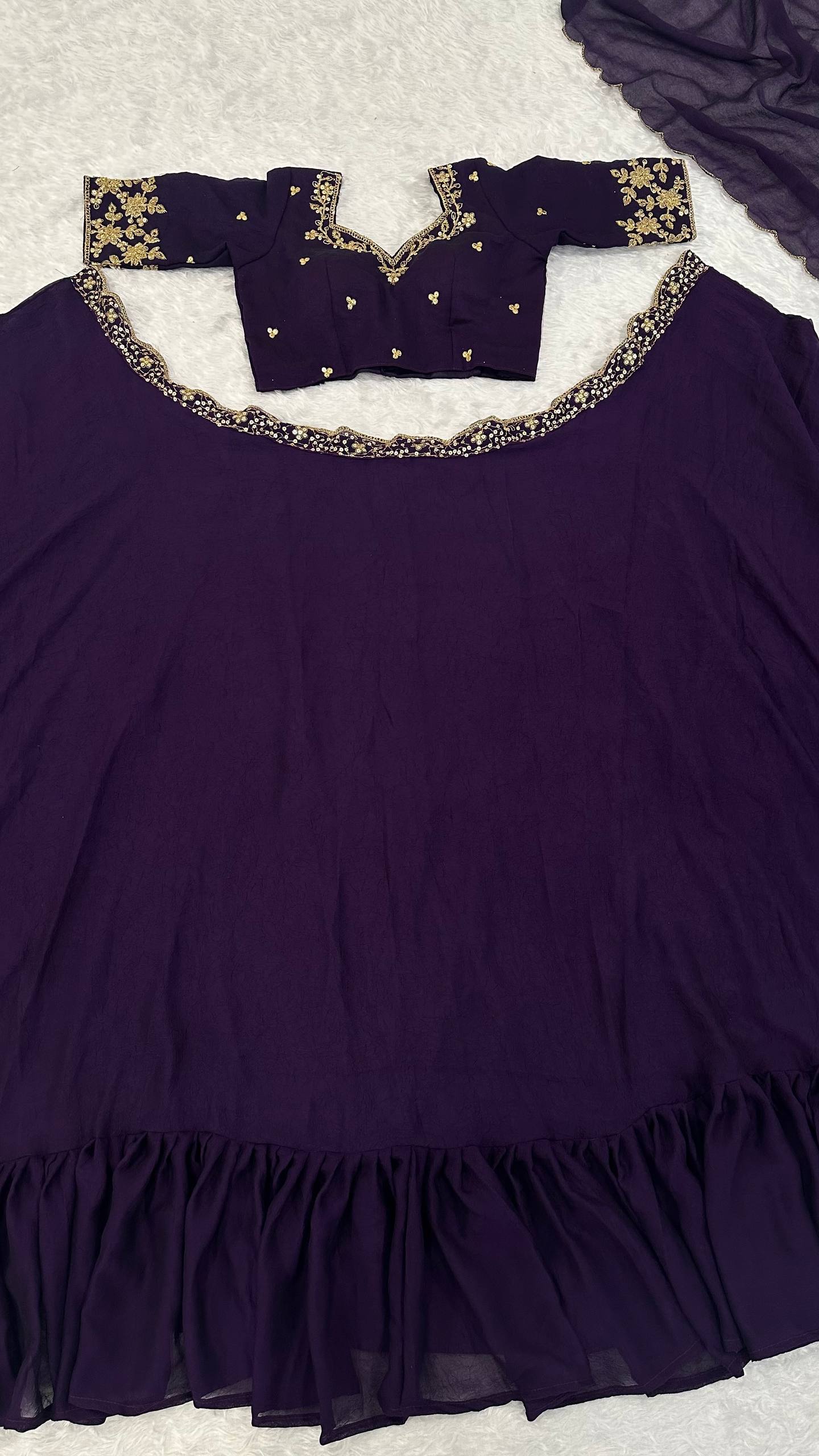 SIMPLE SOBER RUFFLE LEHENGA