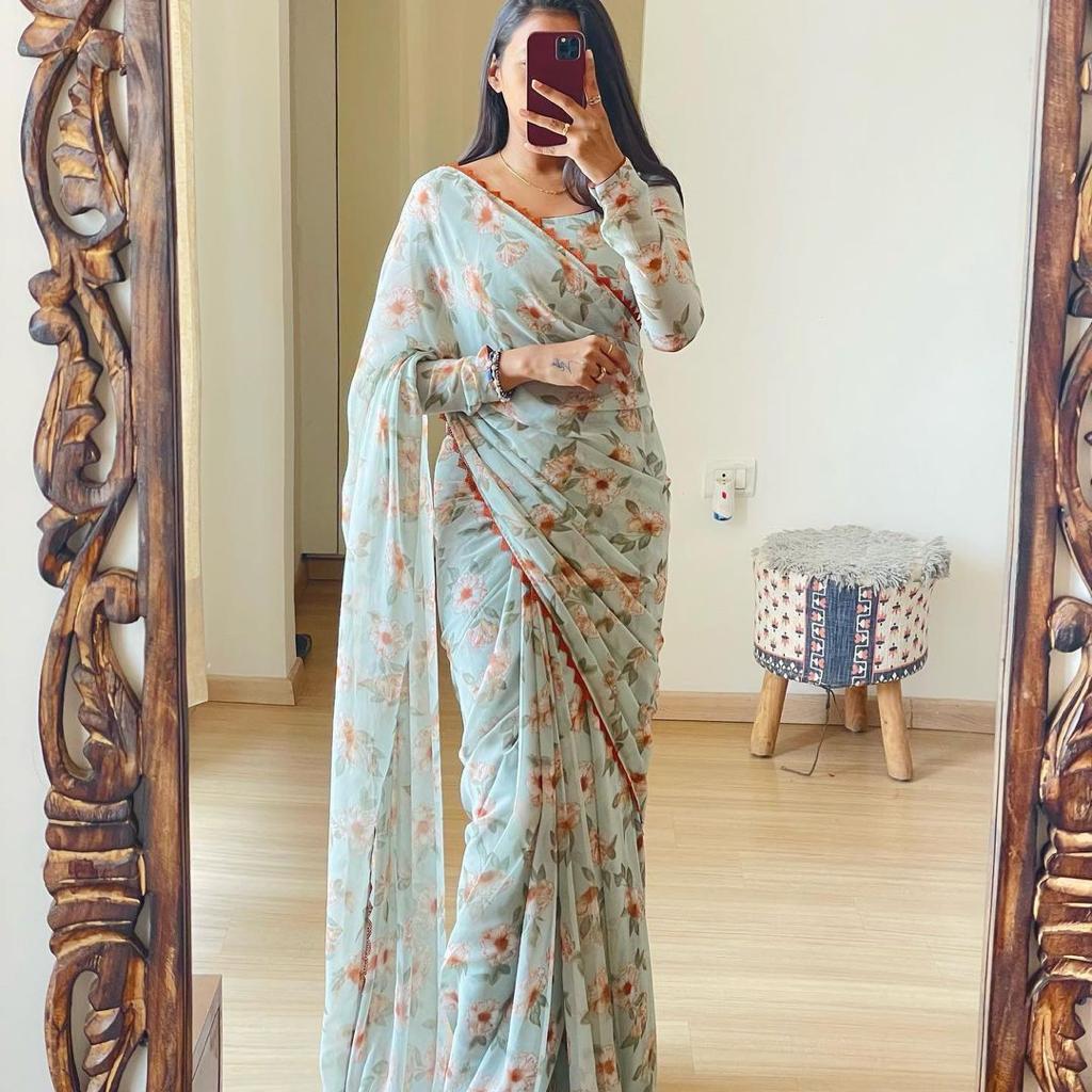 Floral Print Ready To Wear Saree