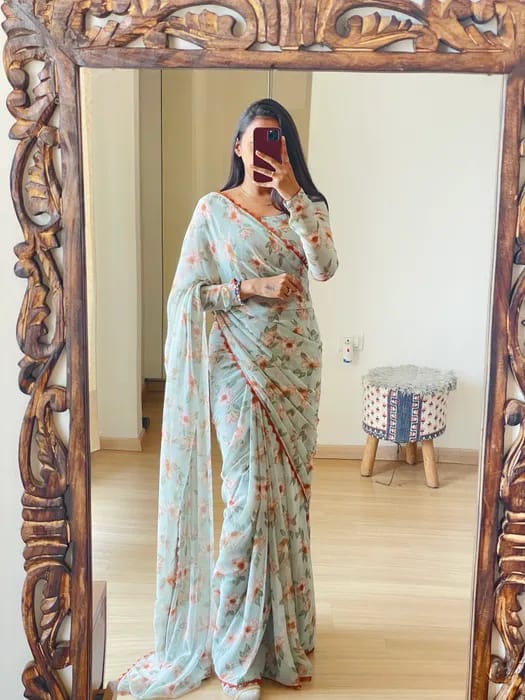 Floral Print Ready To Wear Saree
