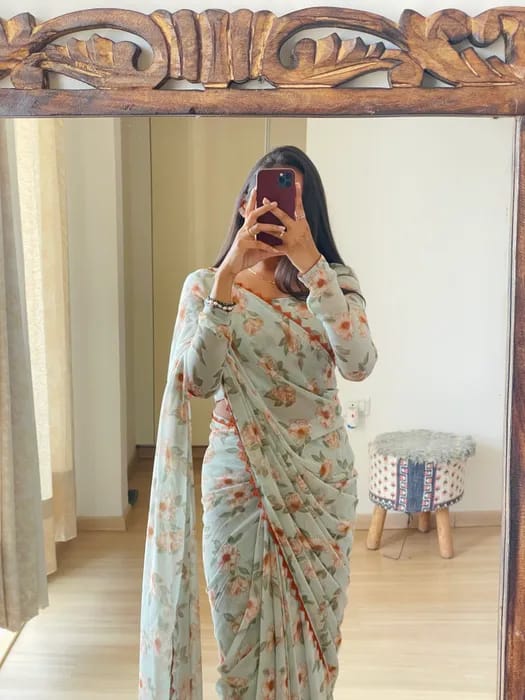 Floral Print Ready To Wear Saree