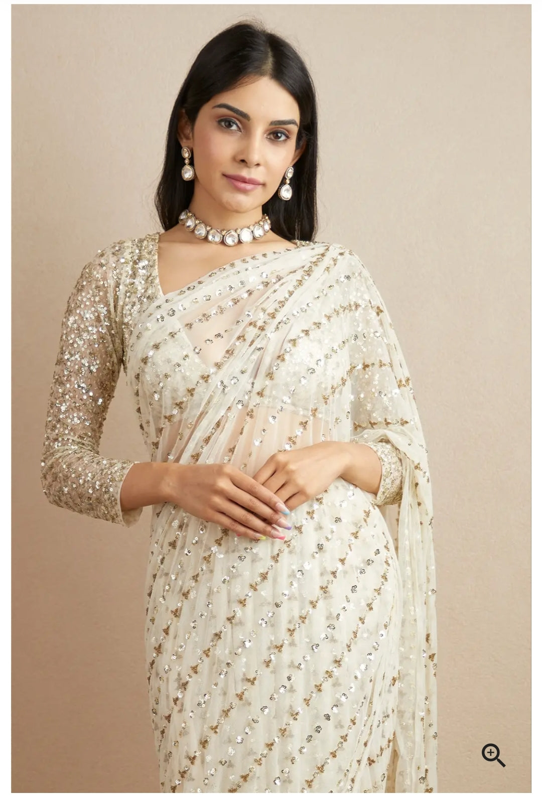 Beautiful Sequins Work Saree