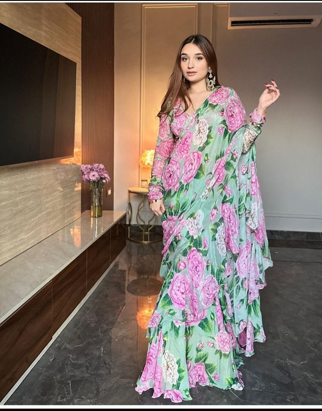 Floral Lehenga Saree