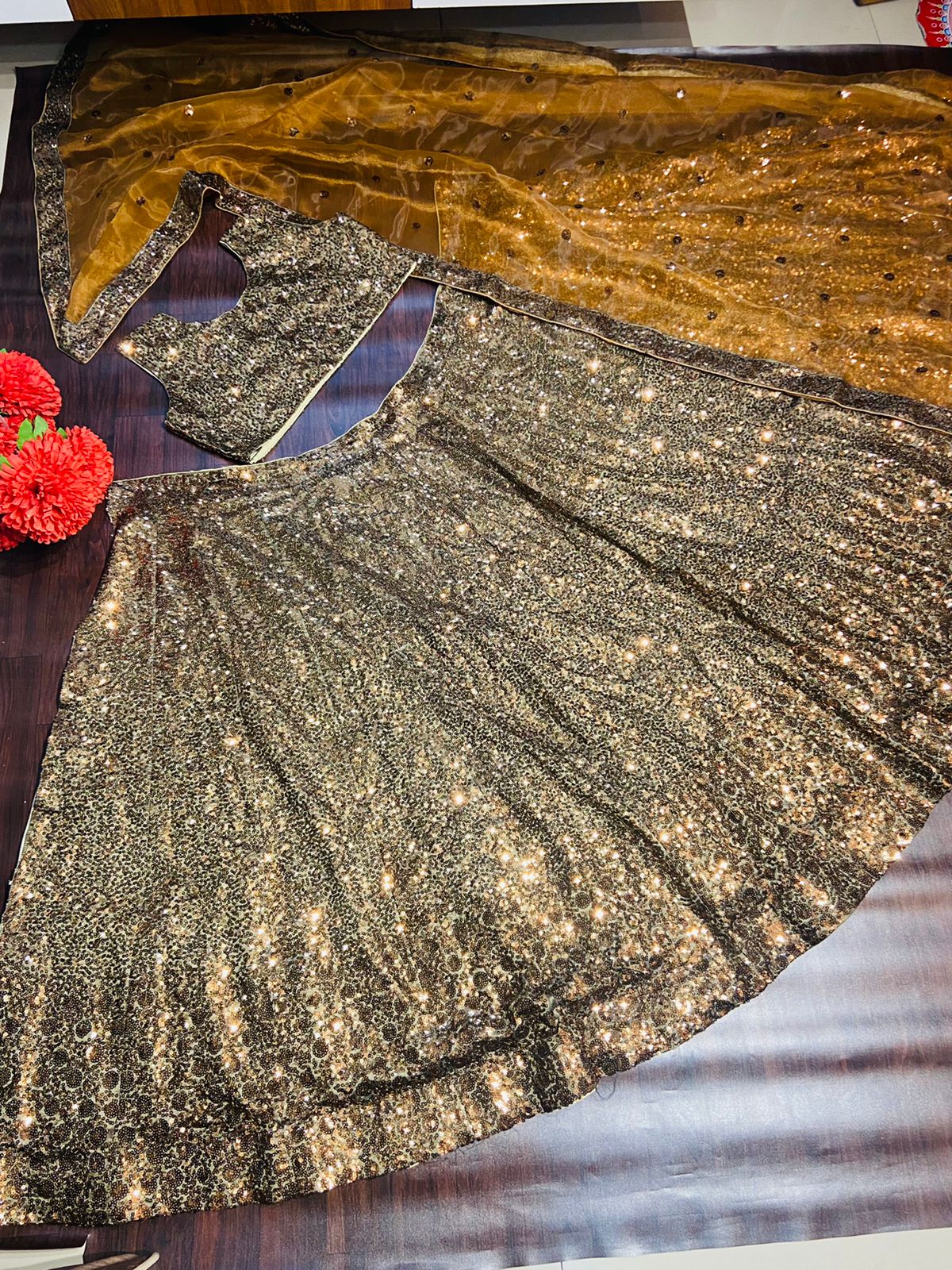GOLDEN SEQUINS LEHENGA