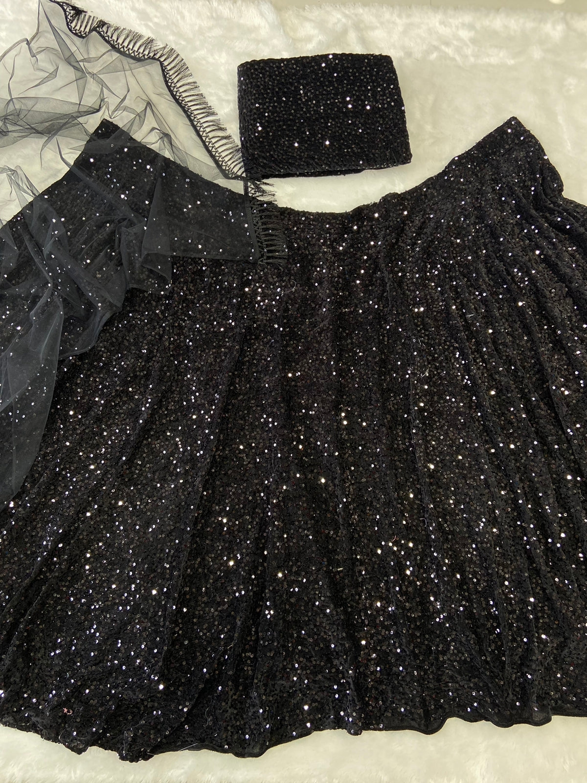 BLACK SEQUINS LEHENGA