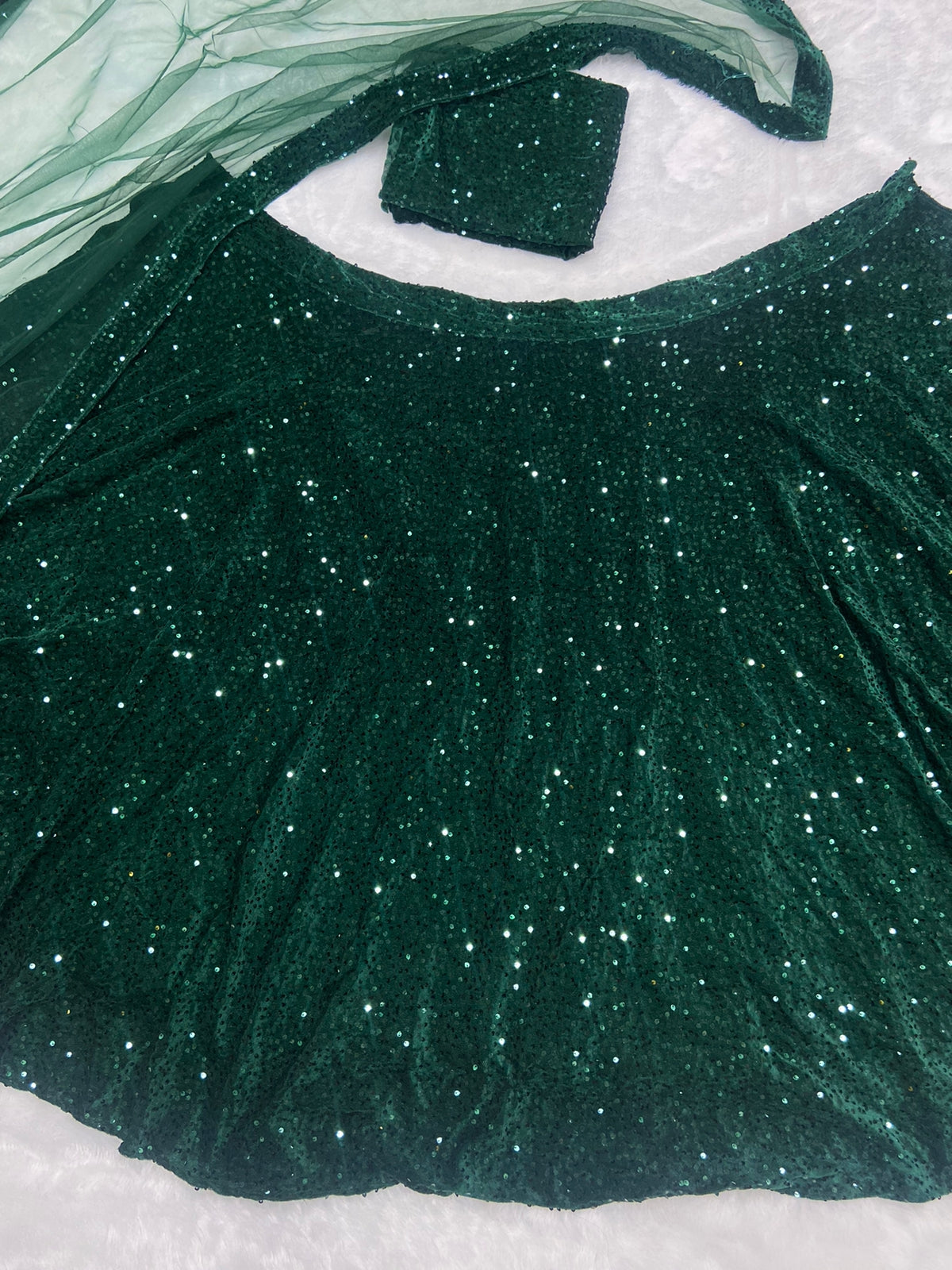 BOTTLE GREEN LEHENGA