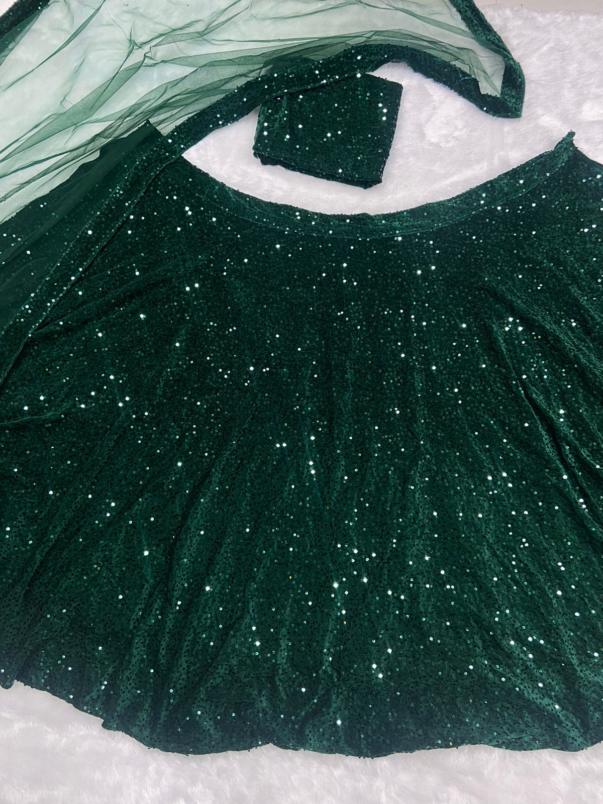 BOTTLE GREEN LEHENGA