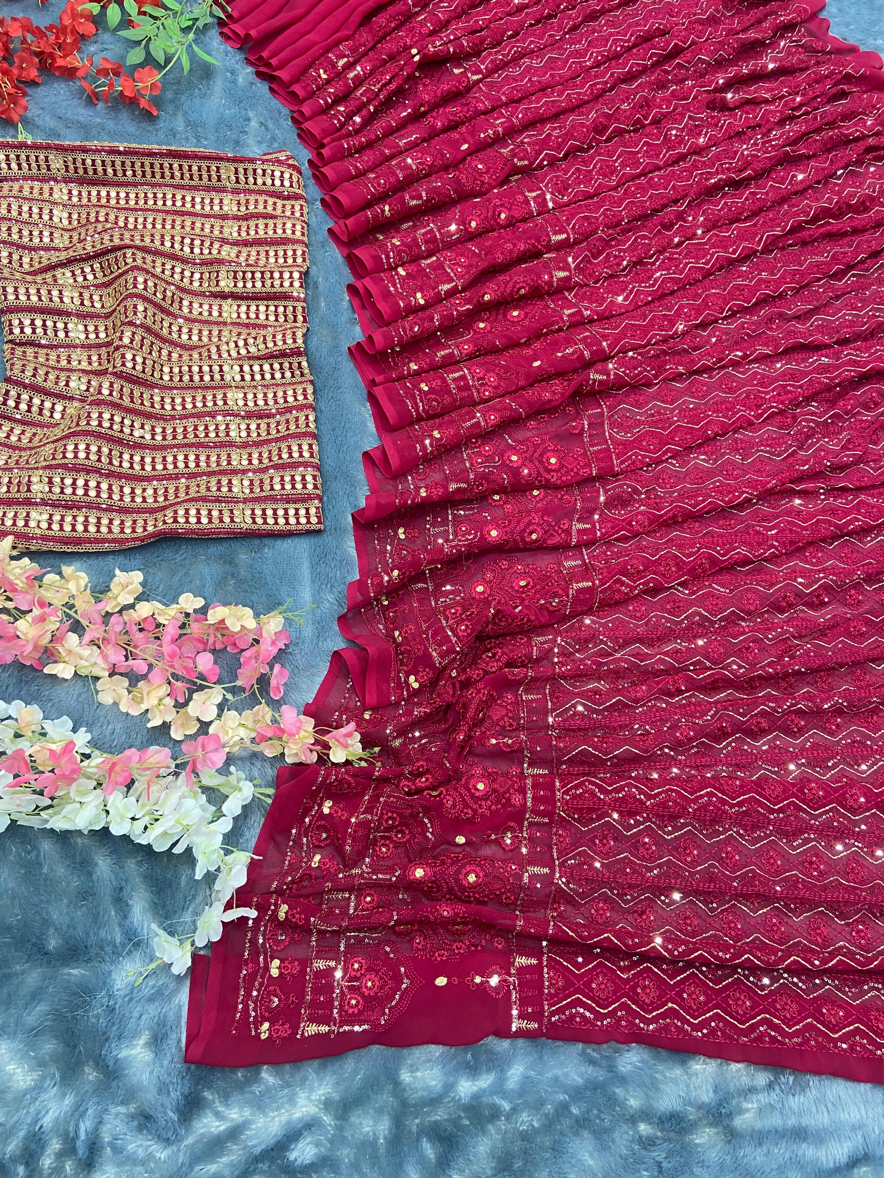 Chikankari Work Saree
