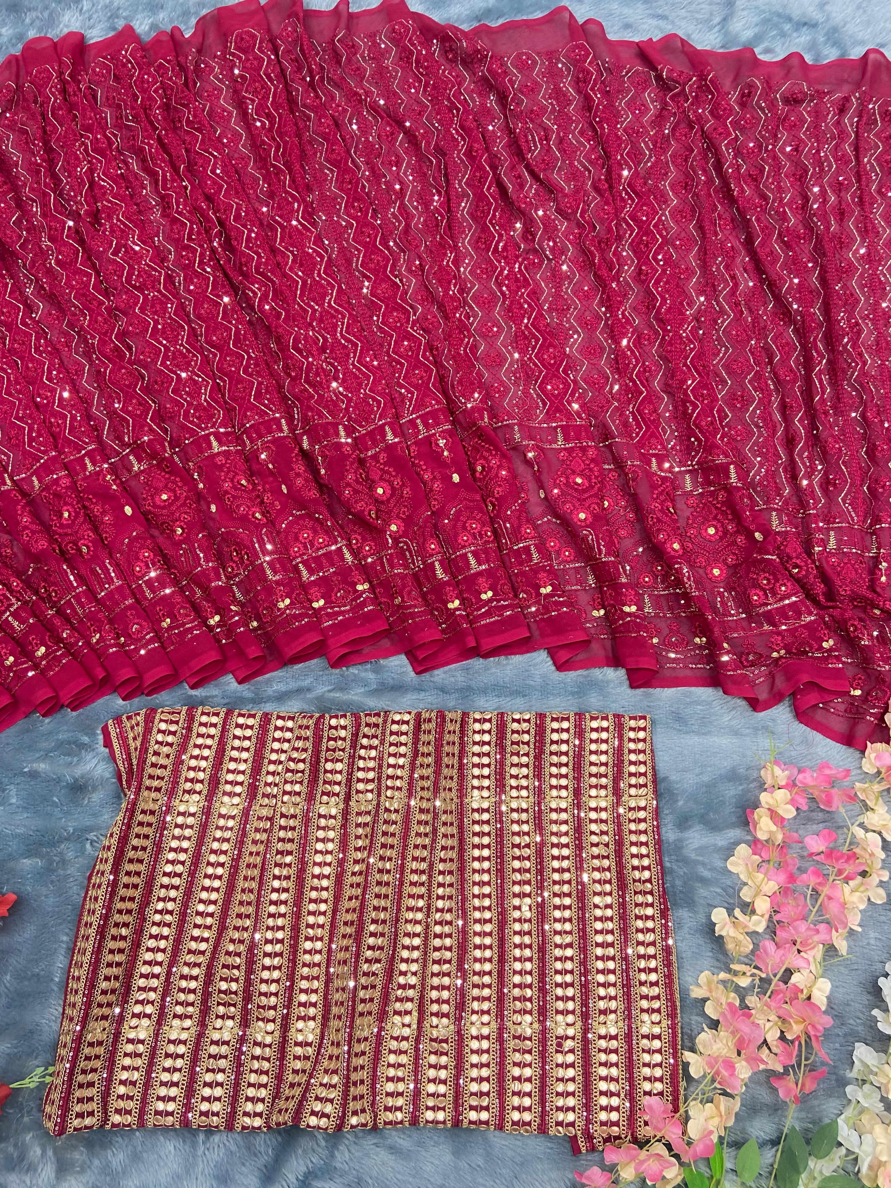 Chikankari Work Saree