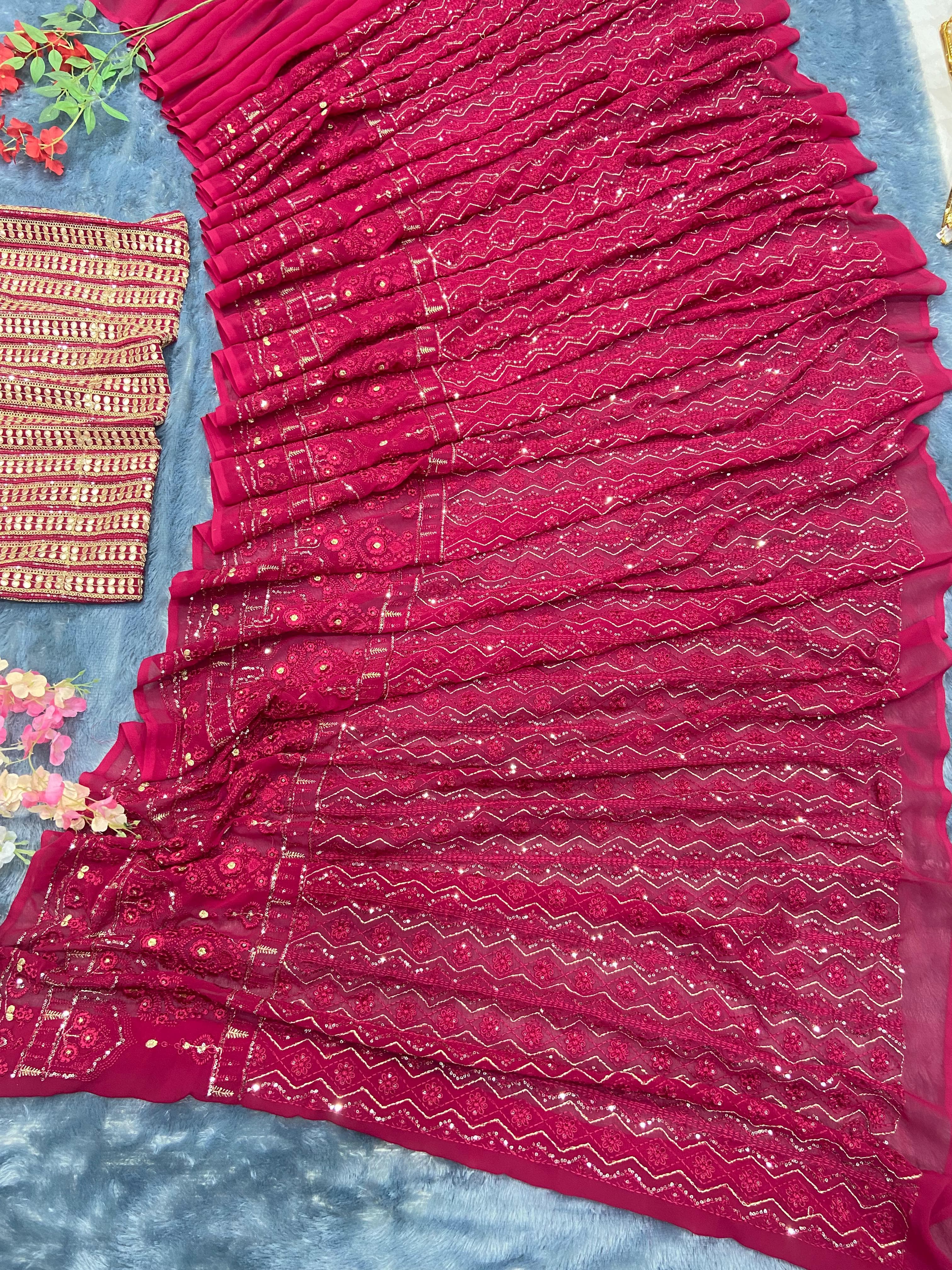 Chikankari Work Saree
