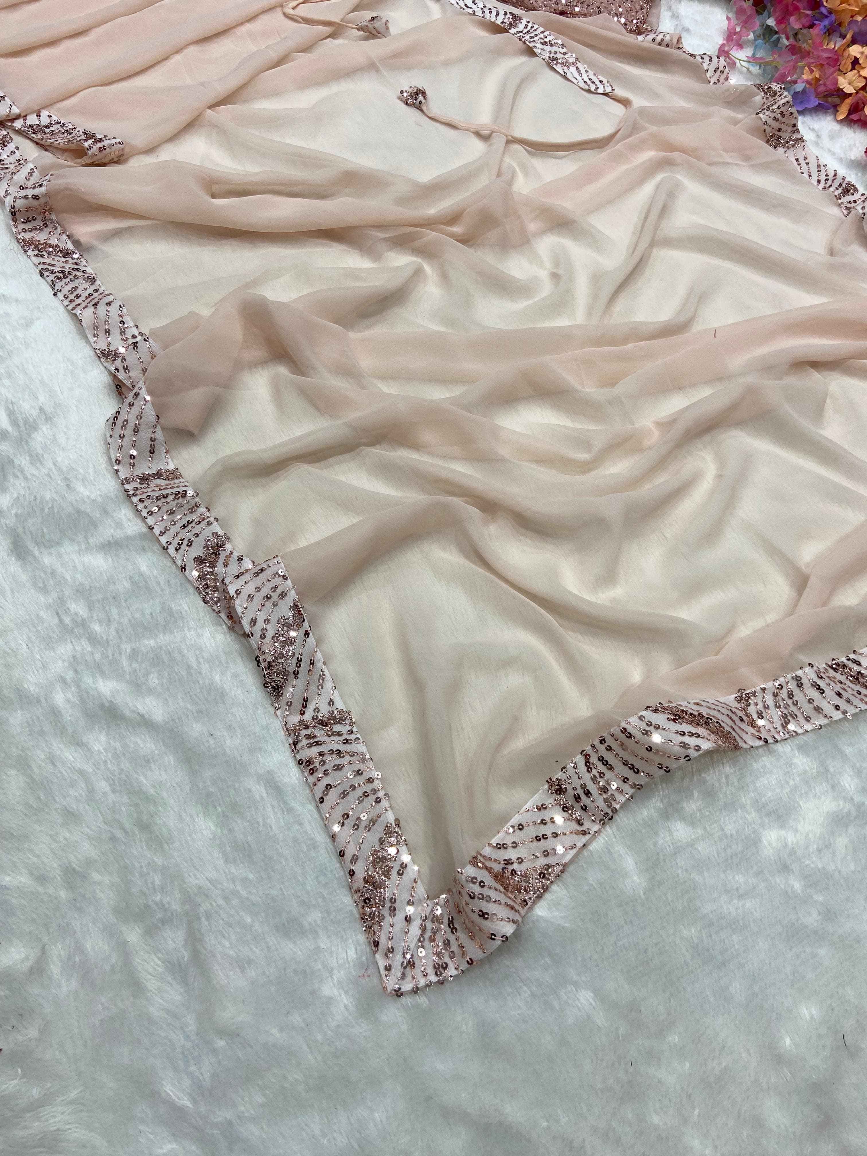 Festive Peach Pink Saree
