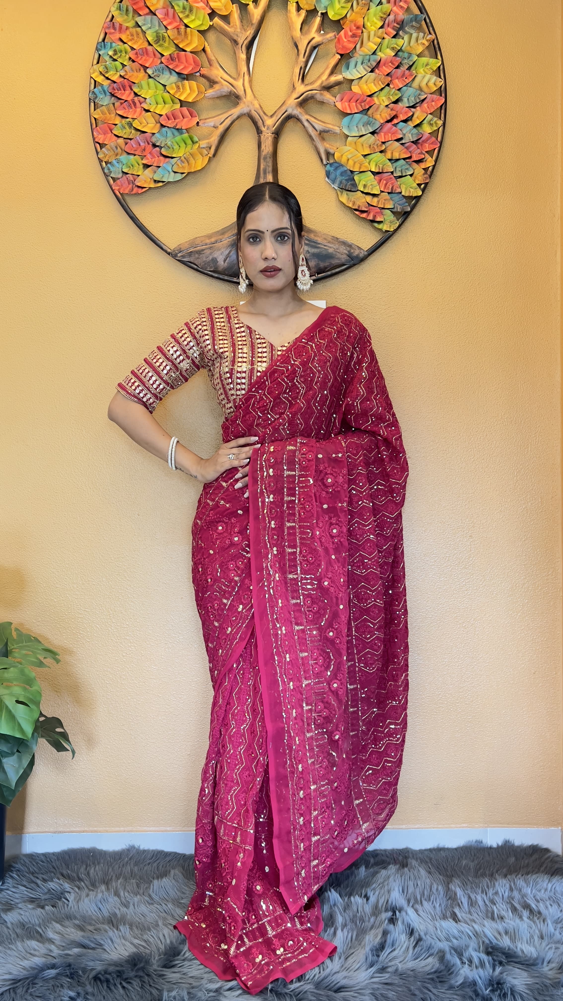 Beautiful Chikankari Work Saree