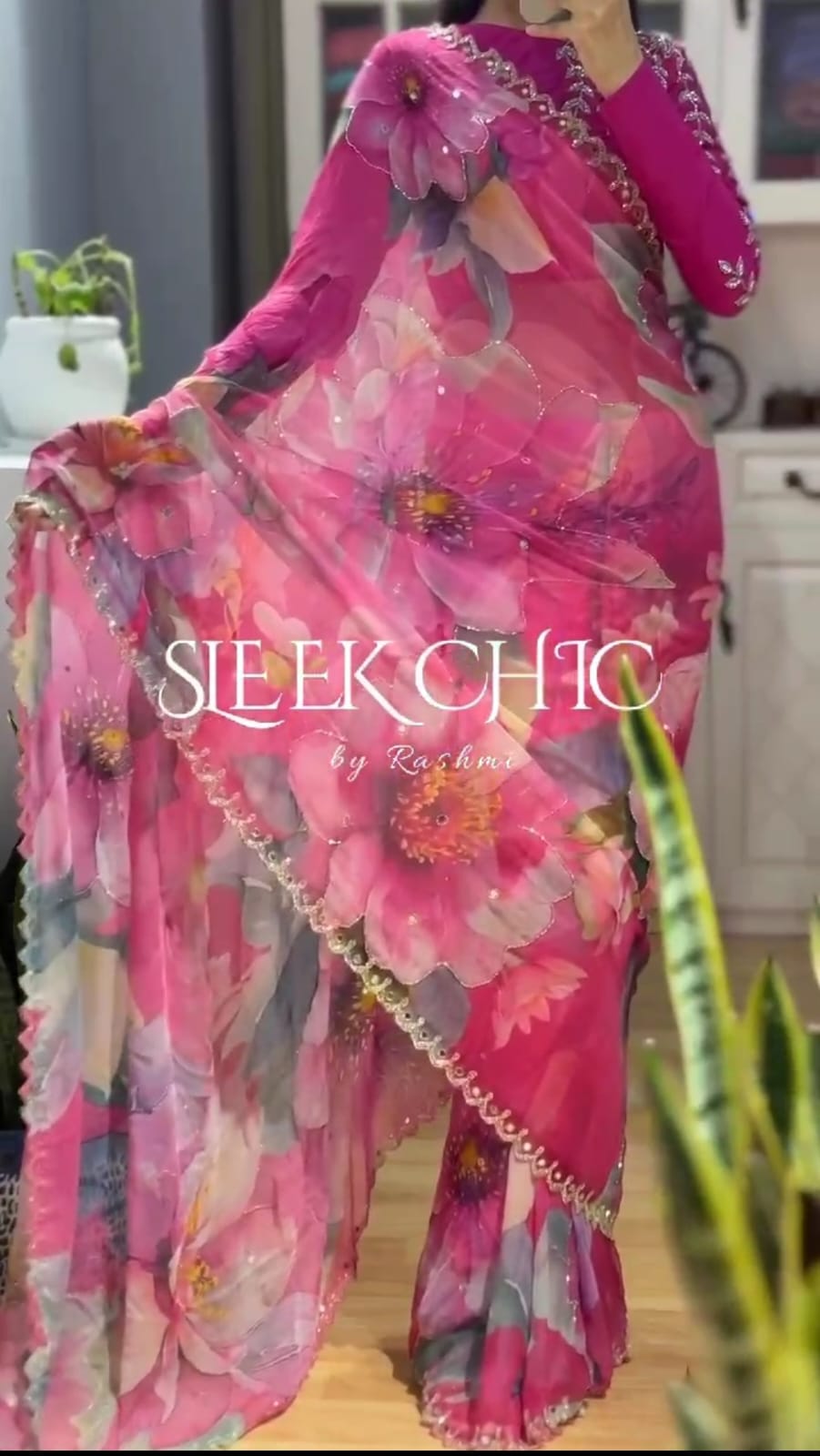 Pure Handwork Floral Saree