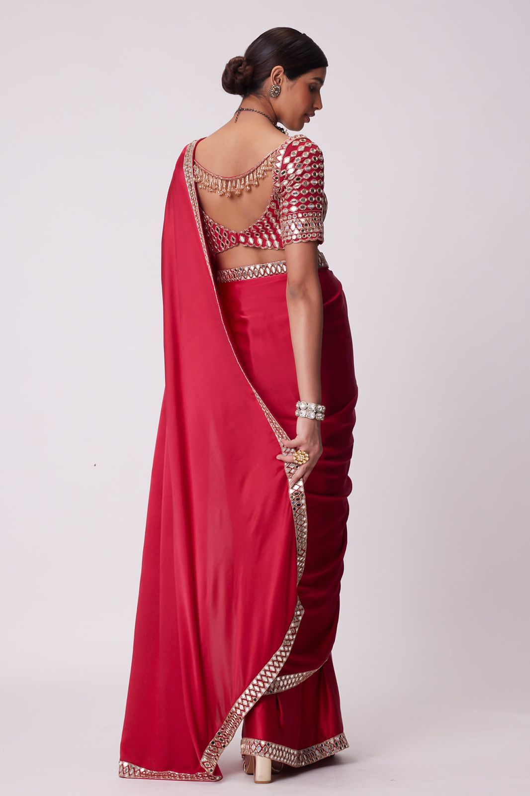 Real Mirror Work Saree