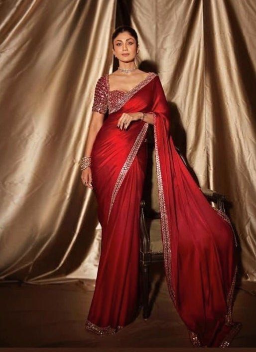 Real Mirror Work Saree