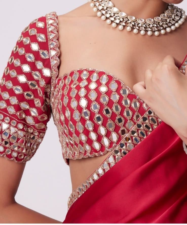 Real Mirror Work Saree