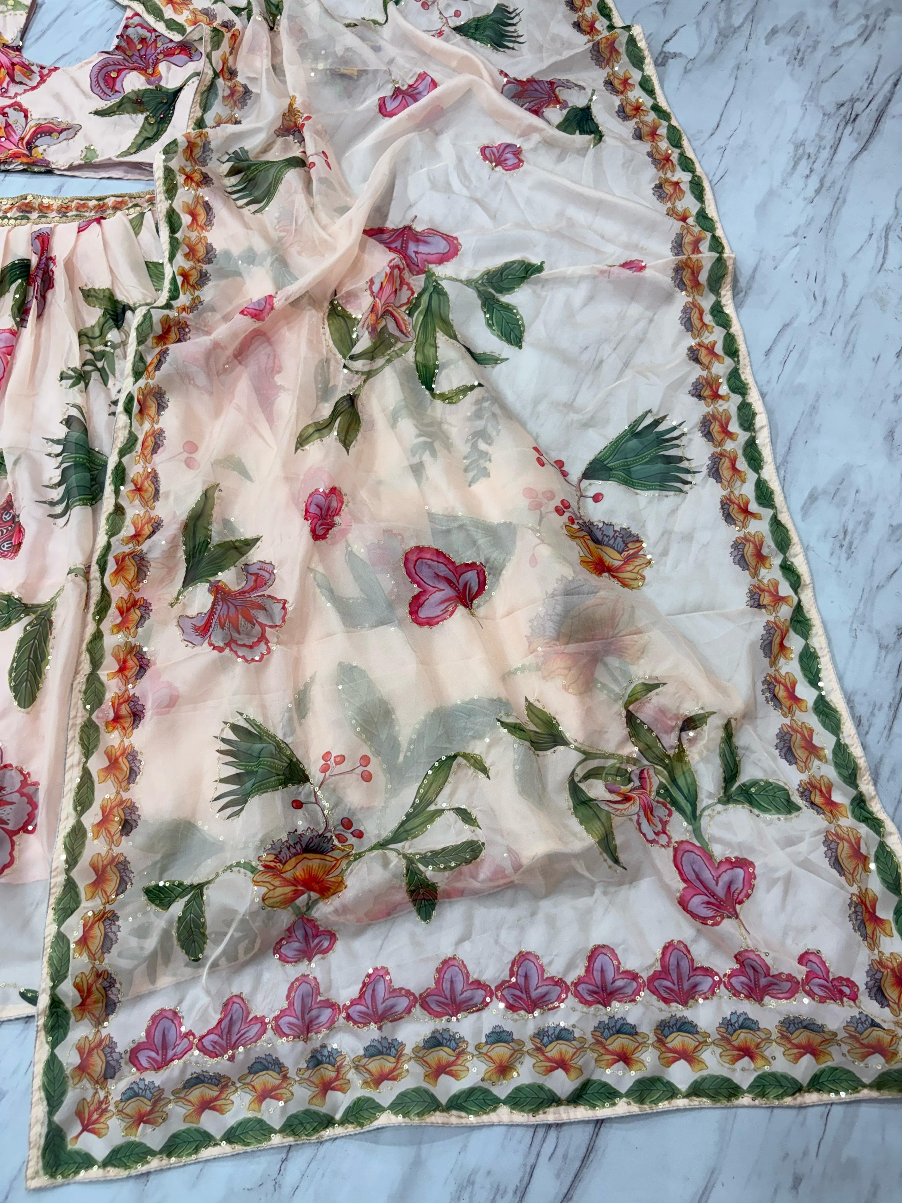 FLORAL HANDWORK LEHENGA