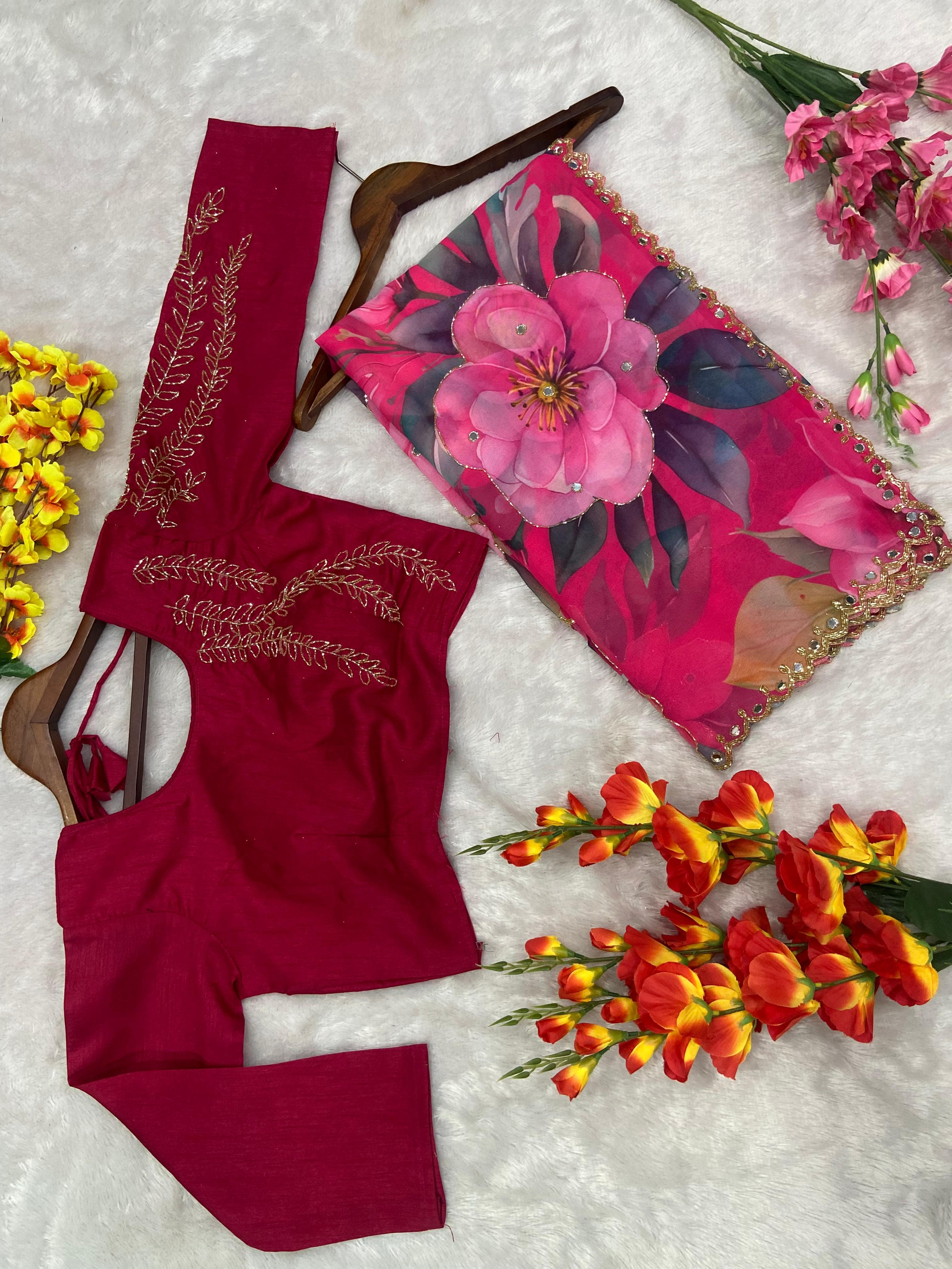 Pure Handwork Floral Saree